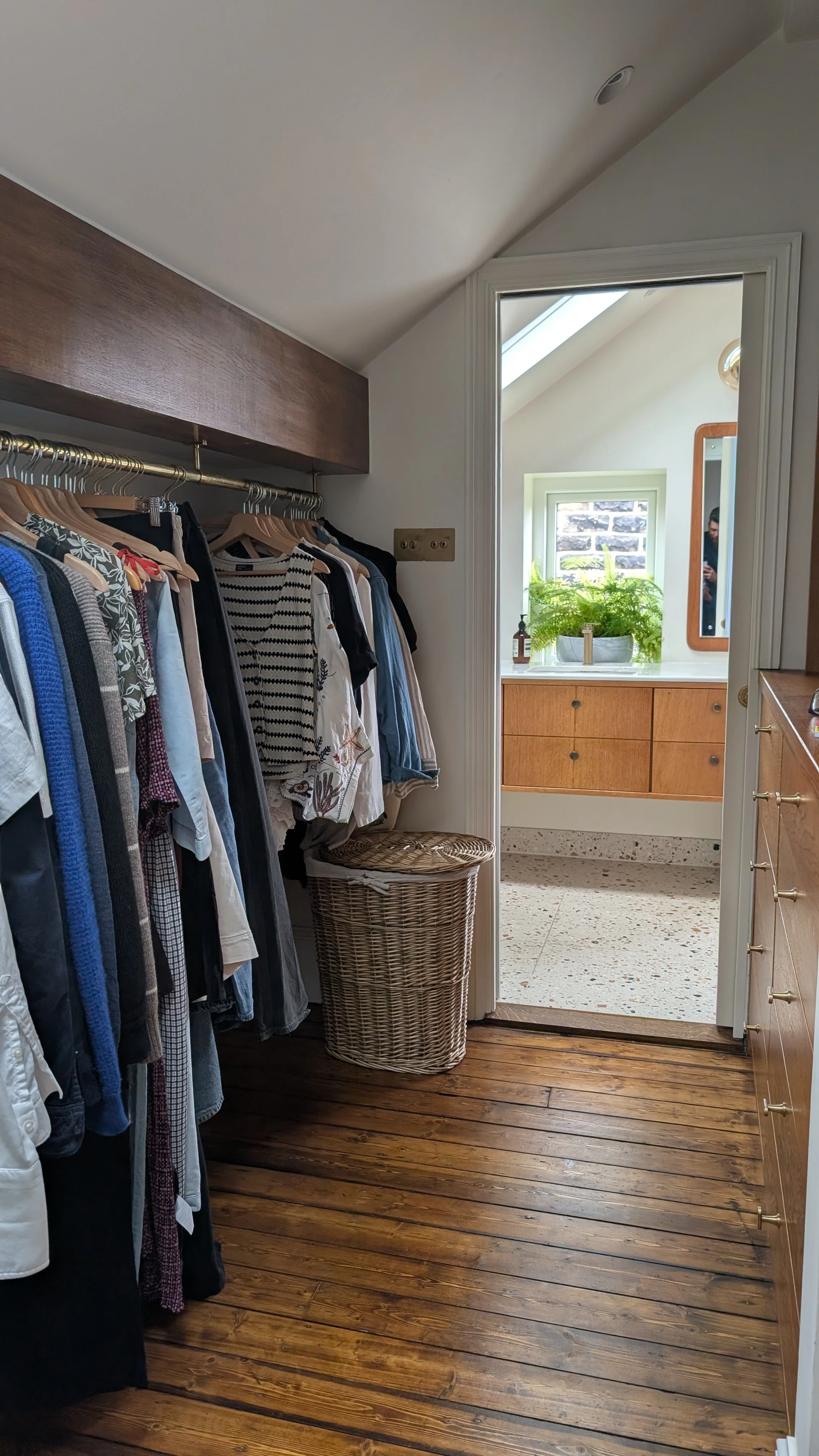 Pine floorboards stained dark