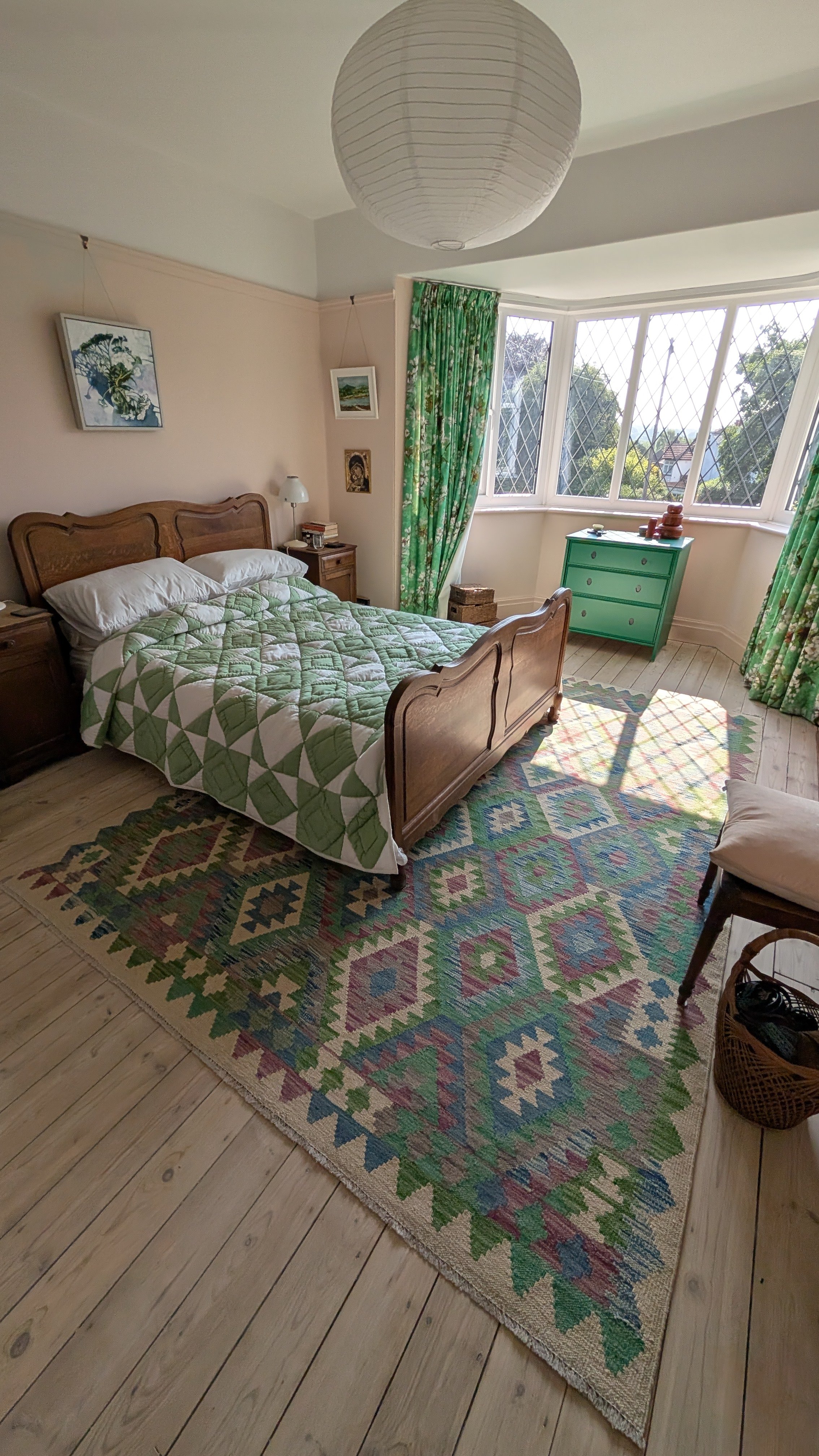 Pine floorboards bleached white for a Scandinavian feel