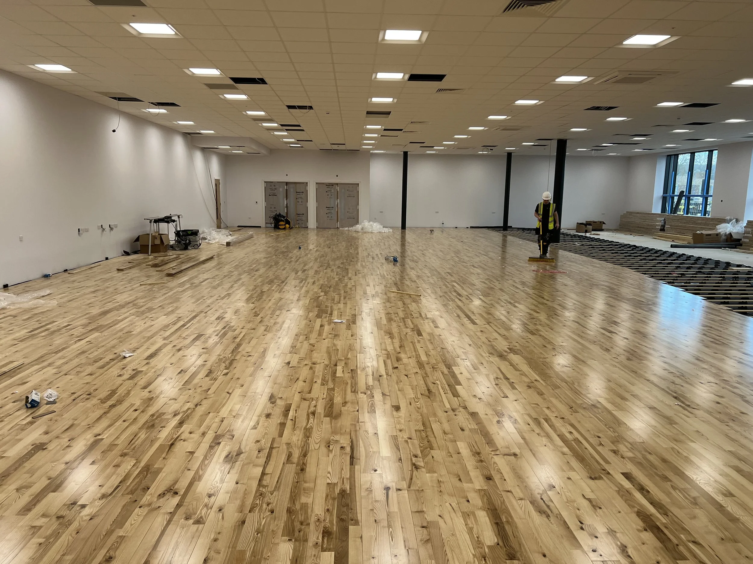 Wood flooring installed in offices