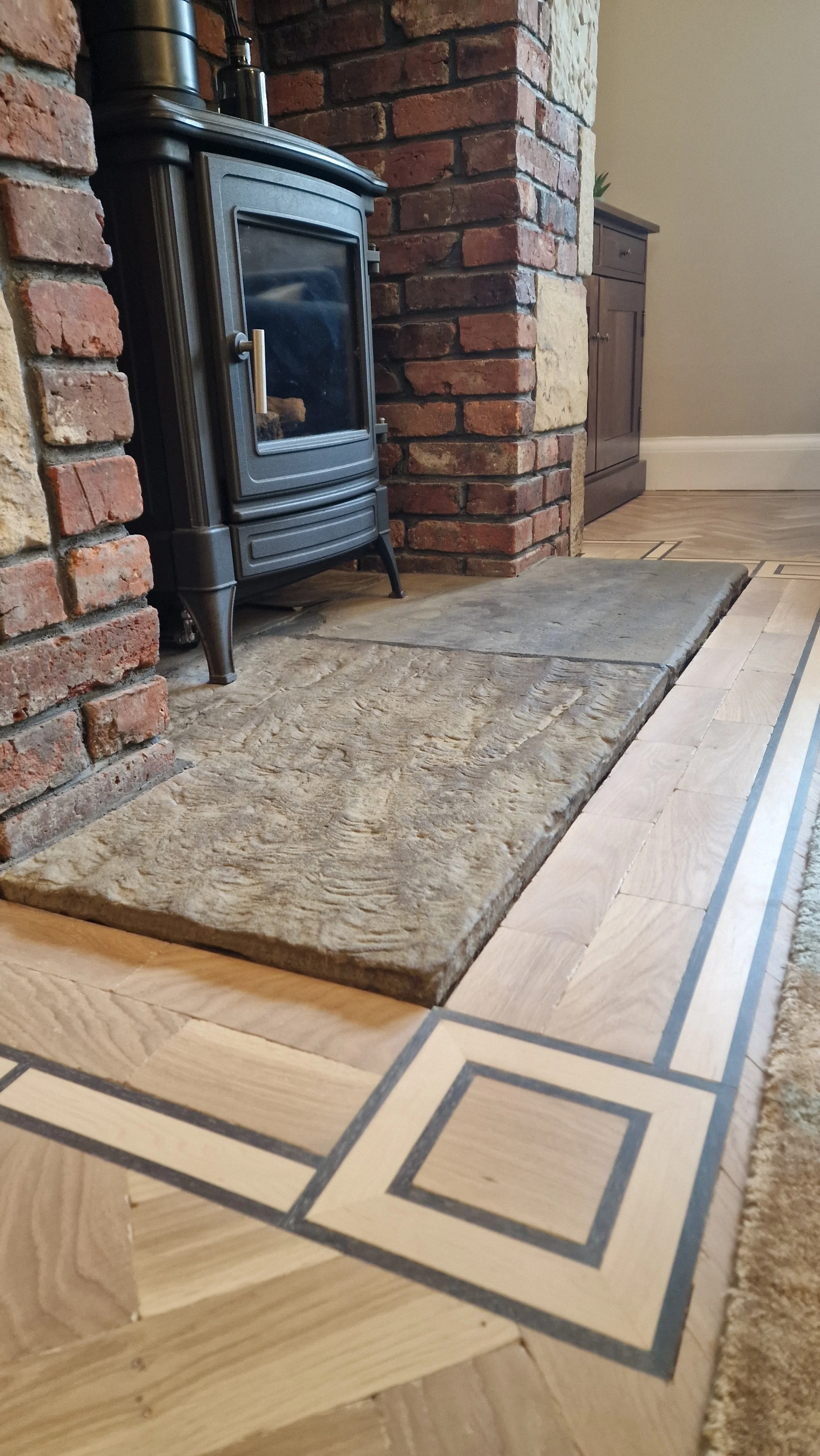 Border work around a fire surround