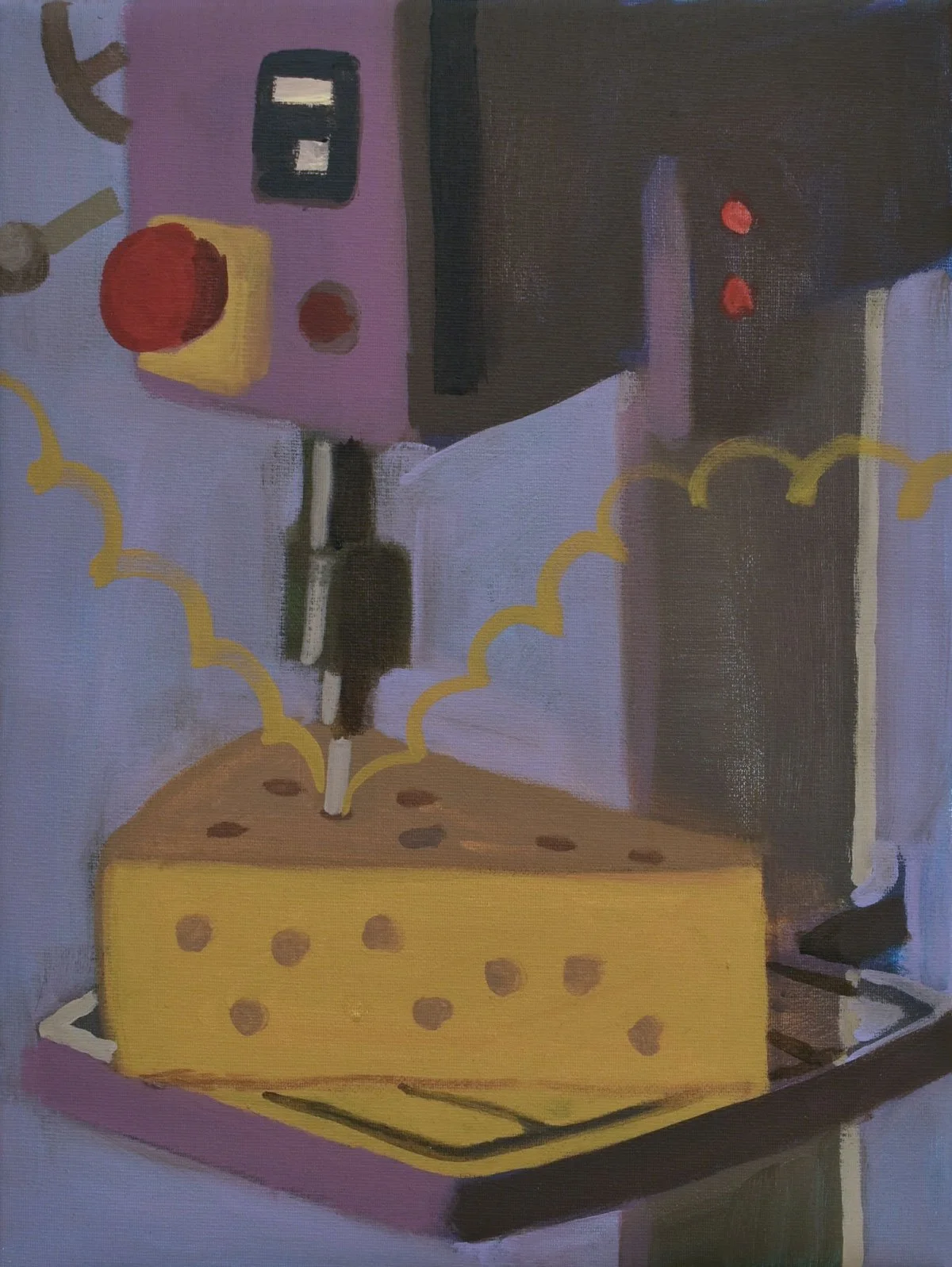 «MEHR KÄSE, MEHR LÖCHER USW.» Acrylic on canvas / 40 x 30 cm / 2025
