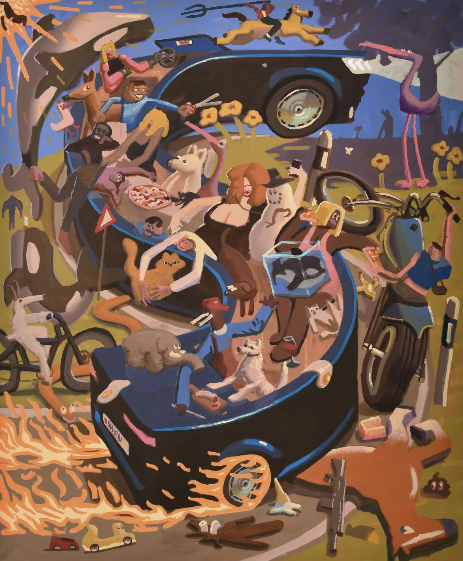 «NIEMER WEISS WER DER FAHRER SICH 2» Acrylic on canvas / 200 x 160 cm / 2025