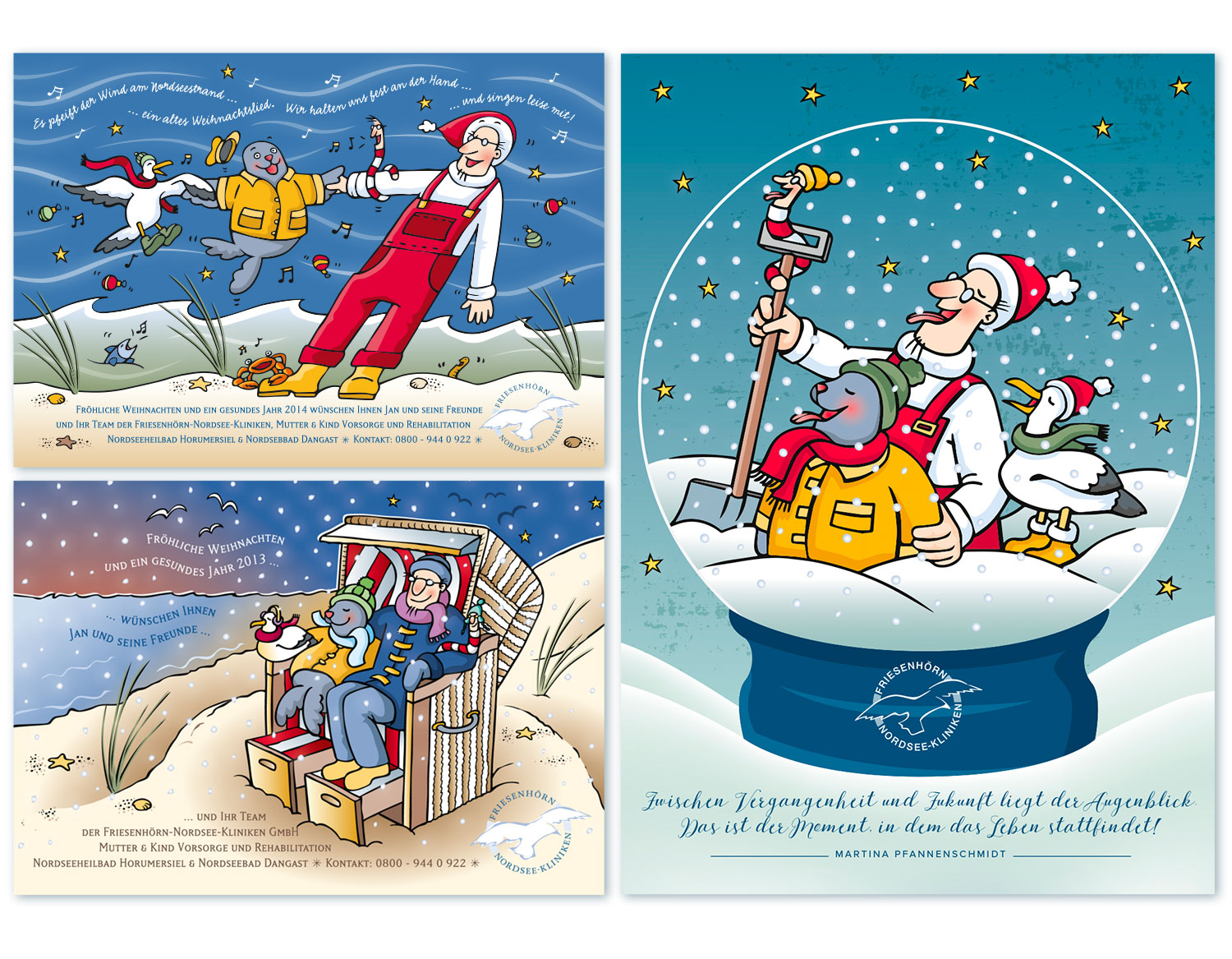  3 Weihnachtskarten | Friesenhörn-Nordsee-Kliniken 