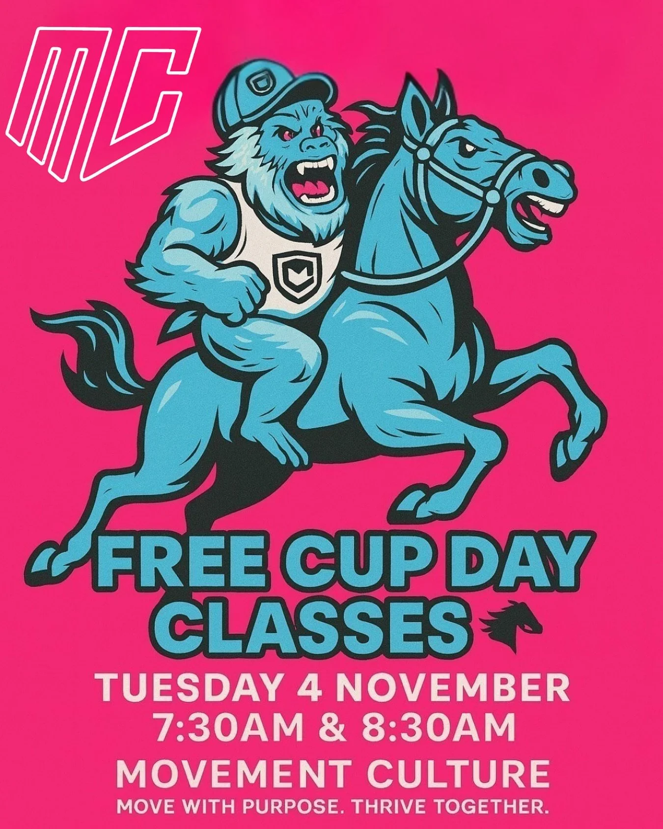 Come train with us this for FREE this cup day🏇
——
Book Now via the MC app 📲