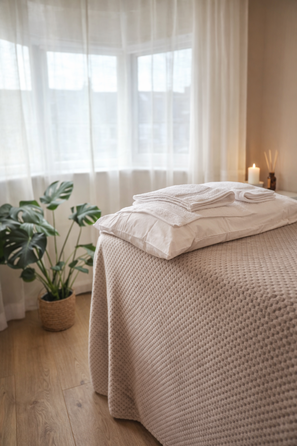 Serene massage room with natural light.png