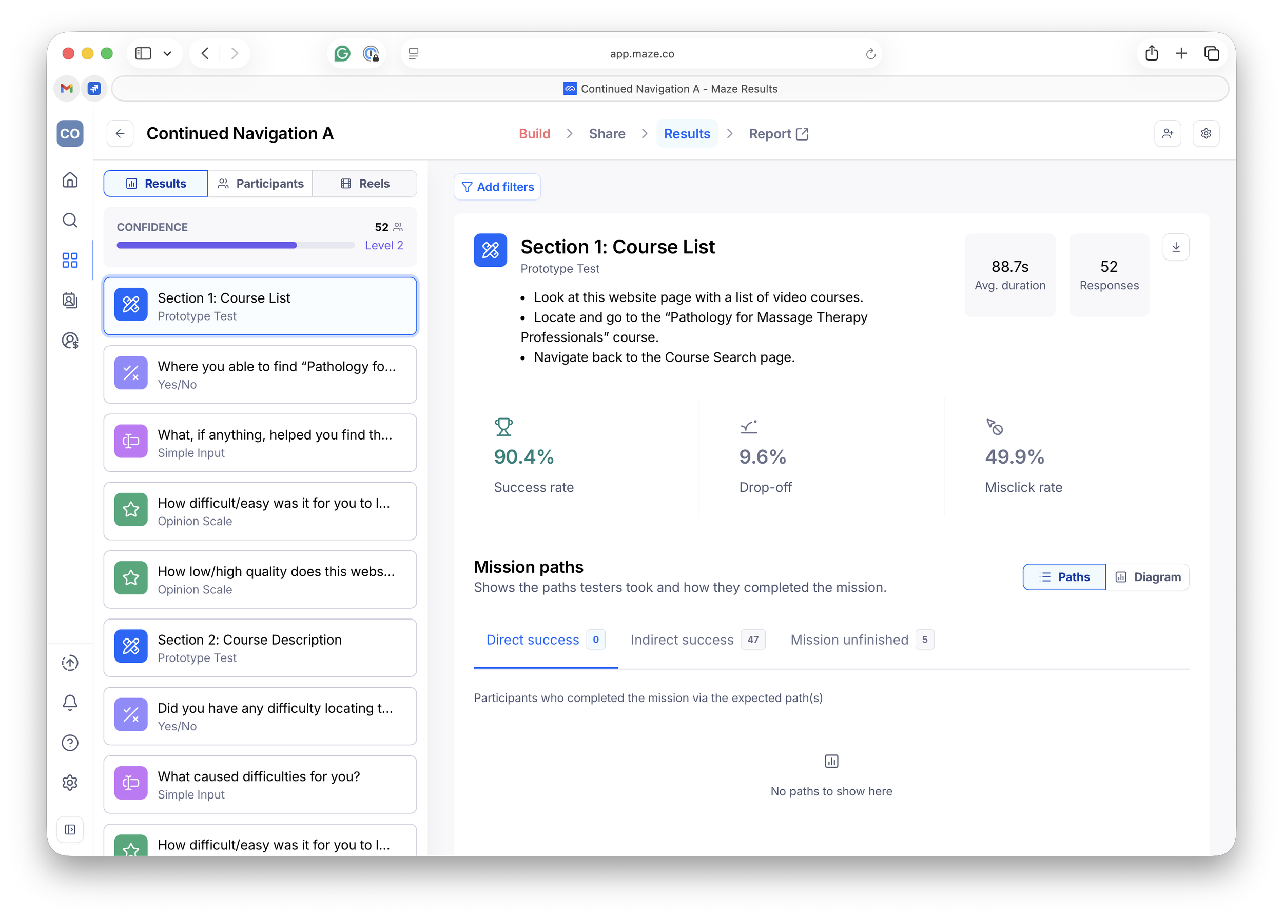 View of laptop open to show maze's testing website