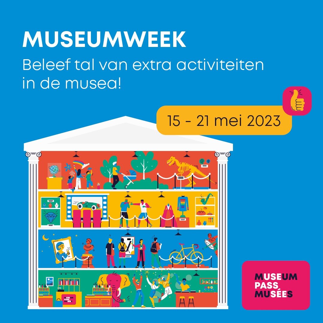 Op 18 mei is het International Museum Day en dat vieren we niet &eacute;&eacute;n dag, maar een hele week lang! 🥳 Kies uit meer dan 50 activiteiten en maak kans op een museumpas. Bekijk het volledige programma op www.museumpas.be/museumweek 

Ook wi