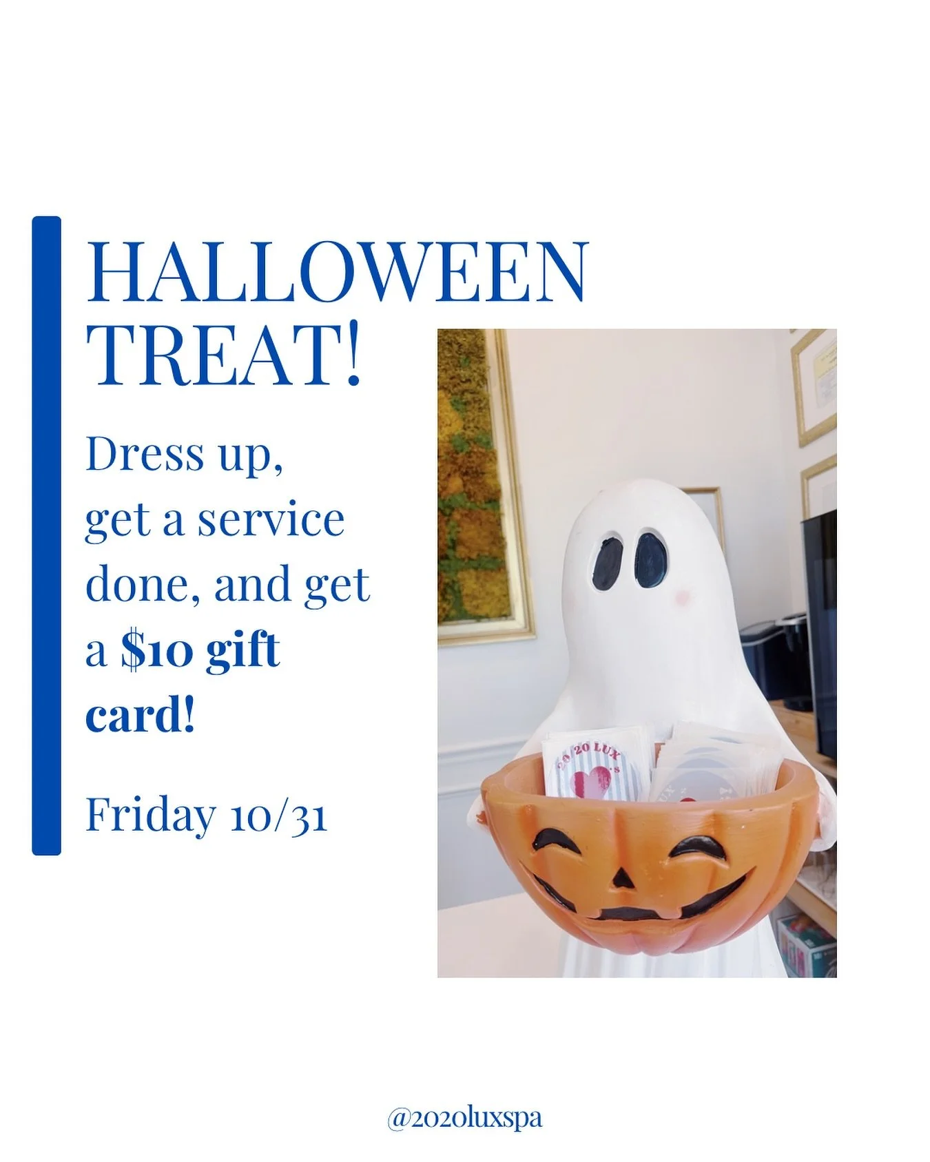 Suprise 👻👻👻
Must come in costume and get a service done! Happy Halloween 💙