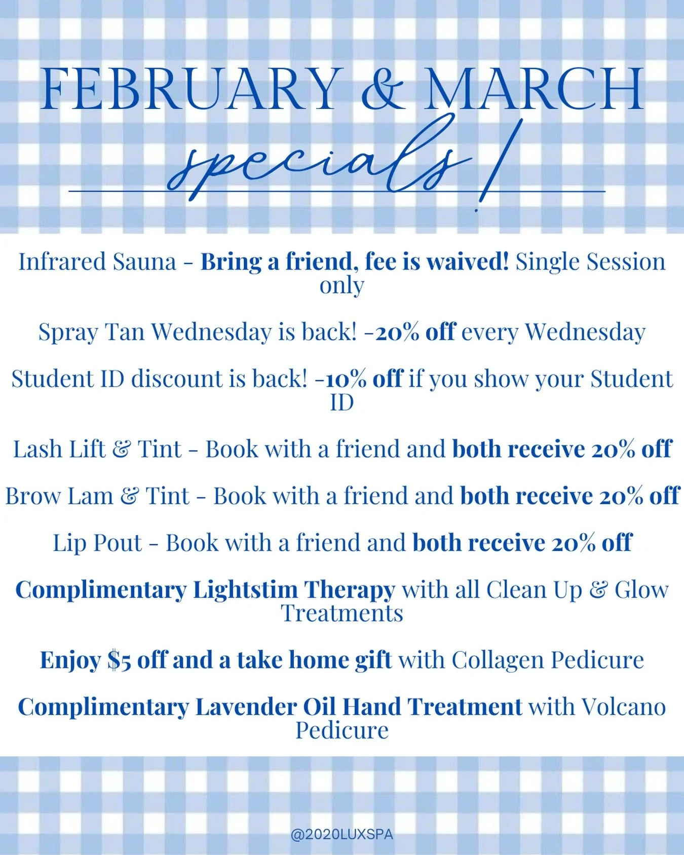 February &amp; March specials are HERE !!!!💙💙💙