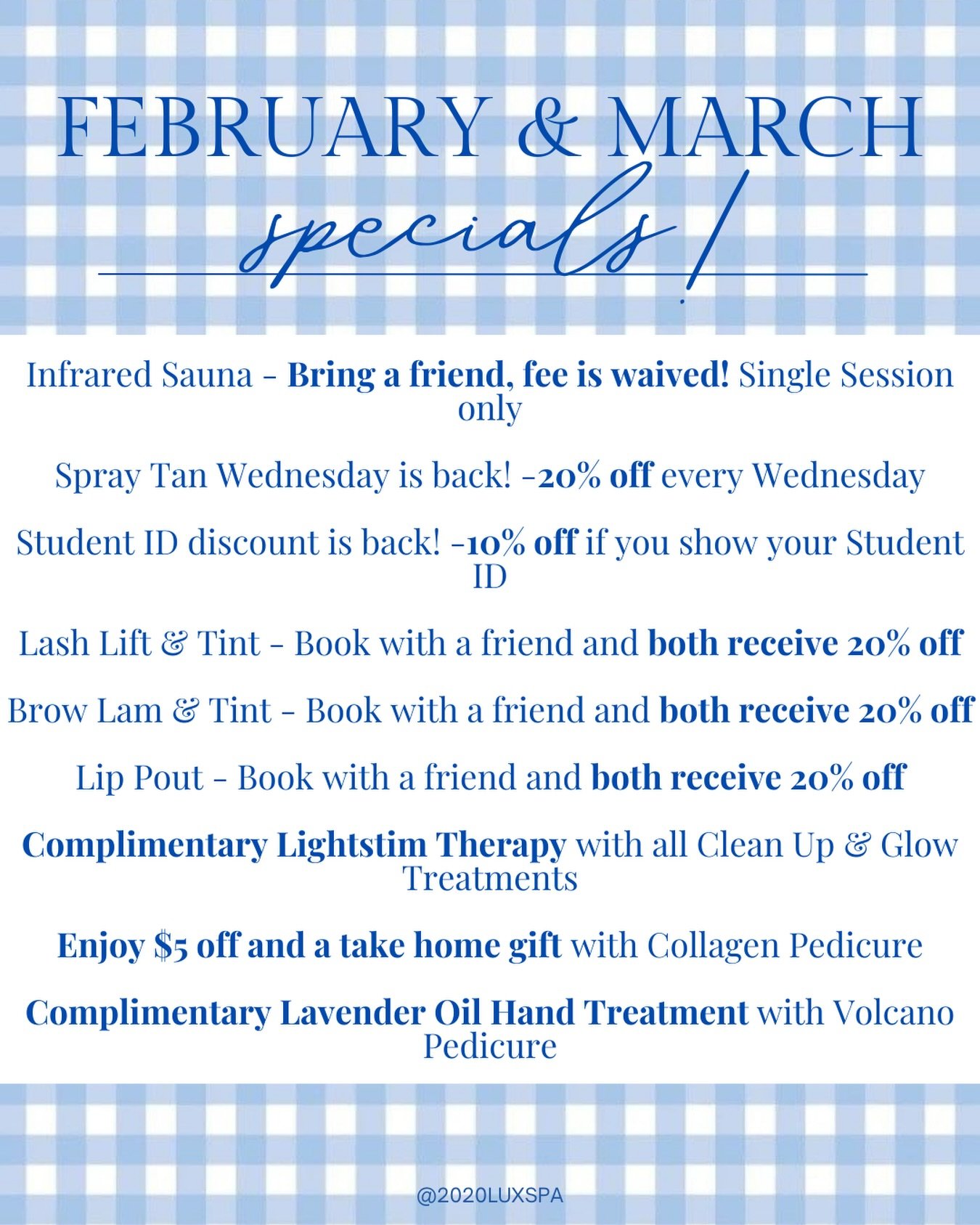 February &amp; March specials are HERE !!!!💙💙💙