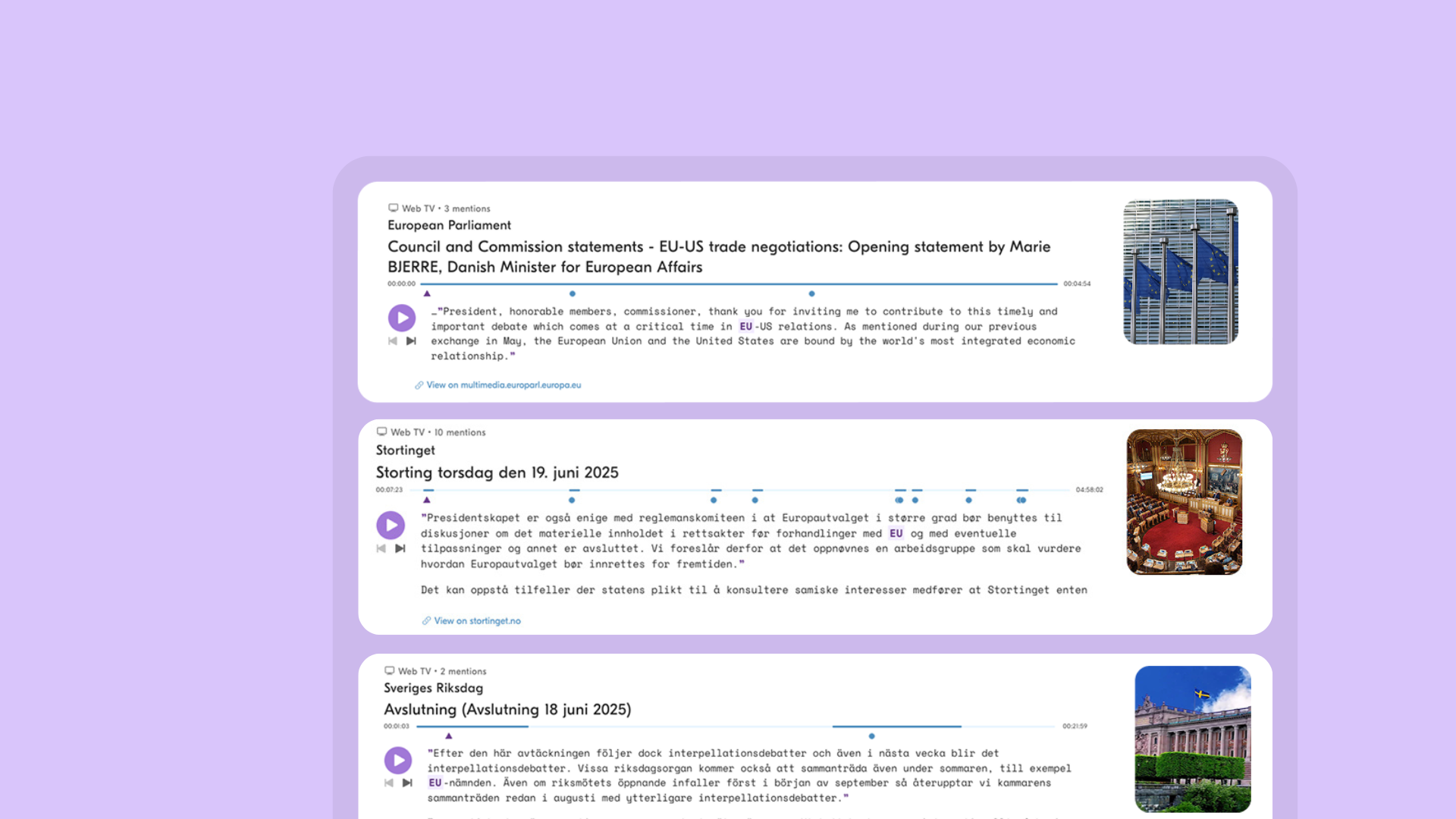 New in All Ears: Real-time parliament coverage