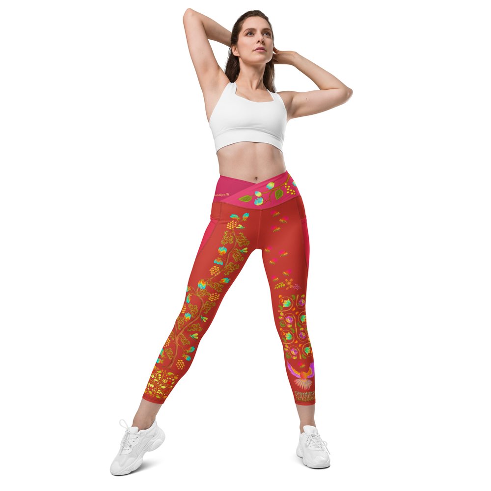All-Over Print Leggings with Pockets Harley Davidson red