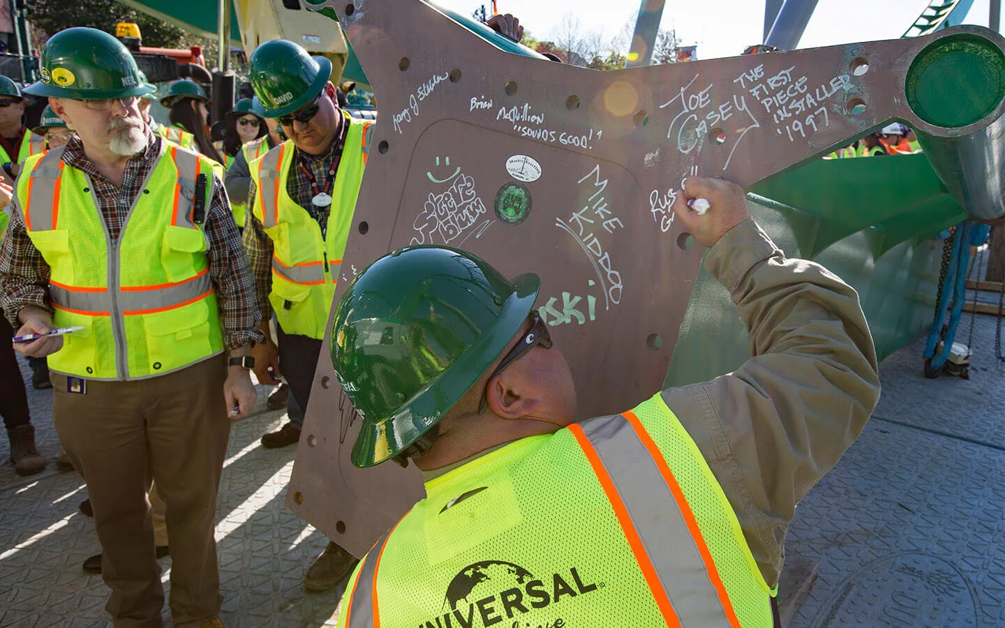 Photo: Team signing the track - I'm standing behind Neil (left) waiting for my turn.
