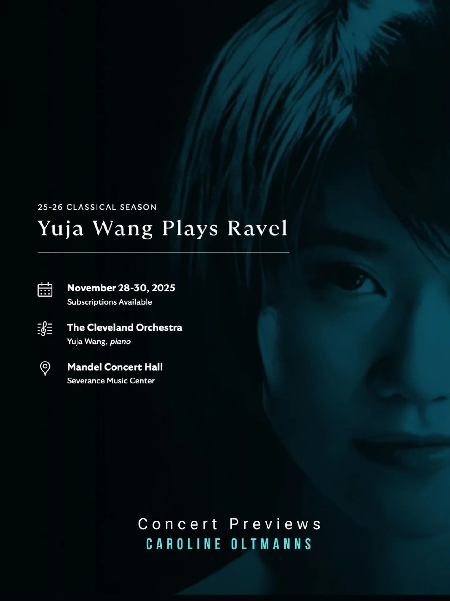 I am looking forward to presenting the previews for The Cleveland Orchestra on November 28, 29, and 30 in beautiful 
Reinberger Hall. 
Join us as we take a closer look at Ravel concerto for the Left Hand, Ligeti Concerto for Piano and Orchestra (what