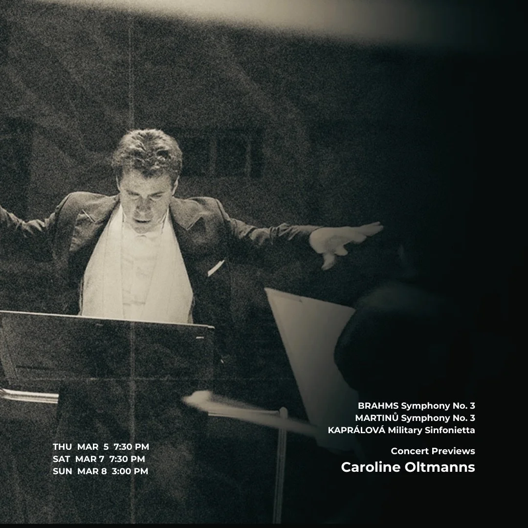 I am looking forward to presenting the previews for The Cleveland Orchestra on March 5, 7, and 8 in beautiful 
Reinberger Hall. 
Join us as we take a closer look at Brahms and Martinů symphonies no. 3 and Kapr&aacute;lov&aacute; Military Sinfonietta.