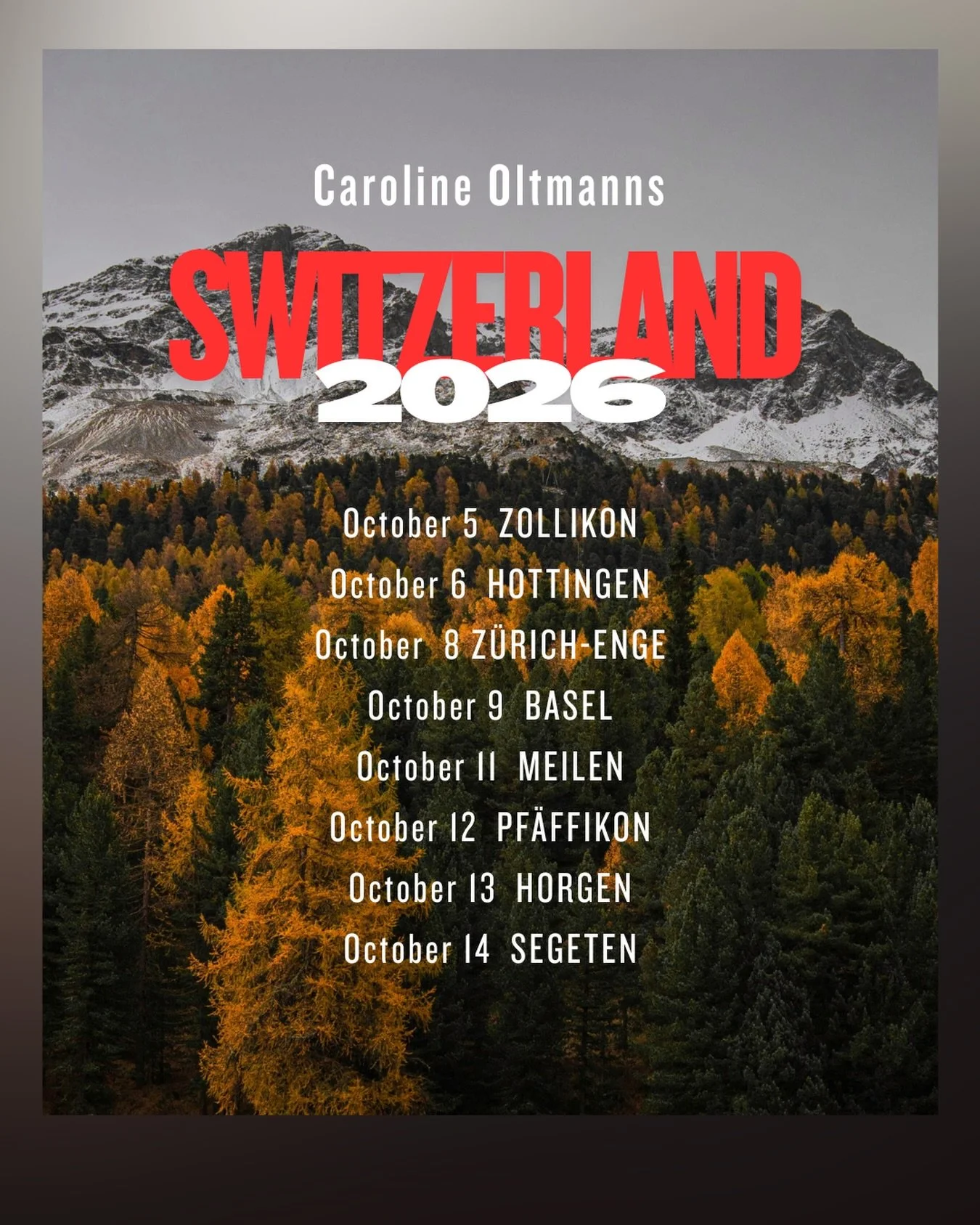 Looking forward to my annual visit 🇨🇭and to performing!