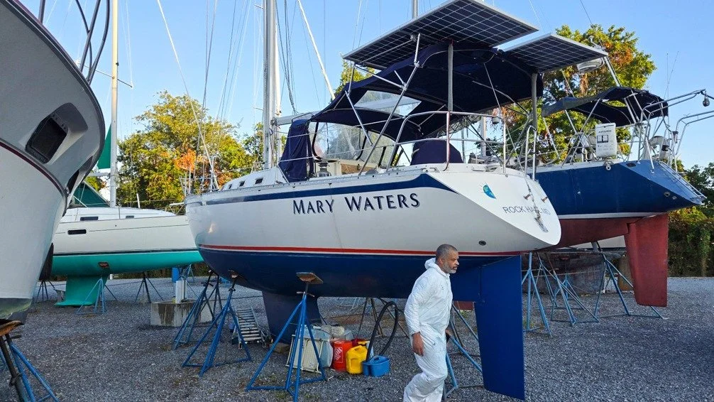 Another sanding, and yes, another coat of paint. When working on a boat, don't do your tasks backwards. ;(

#sailingmarywaters #svmarywaters #boatwork #boatrenovation