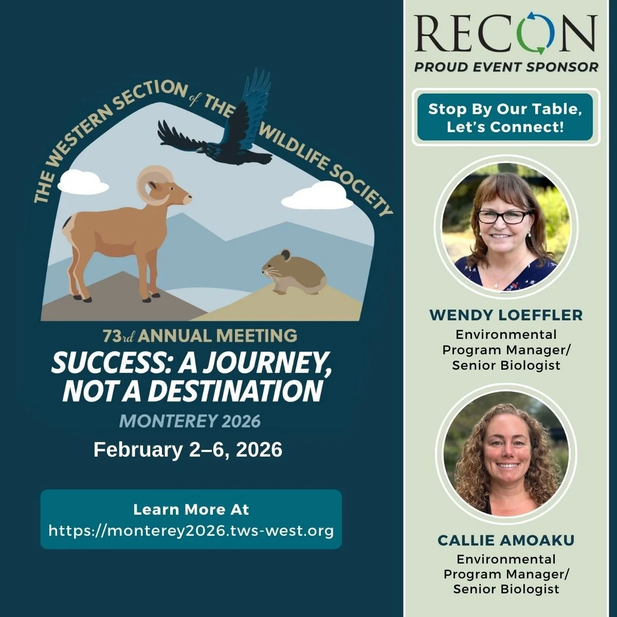 @reconenv is proud to sponsor at the @westerntws Annual Meeting in Monterey, February 2&ndash;6. 
Be sure to join Callie Amoaku&rsquo;s presentation on February 6&mdash;we hope to see you there!