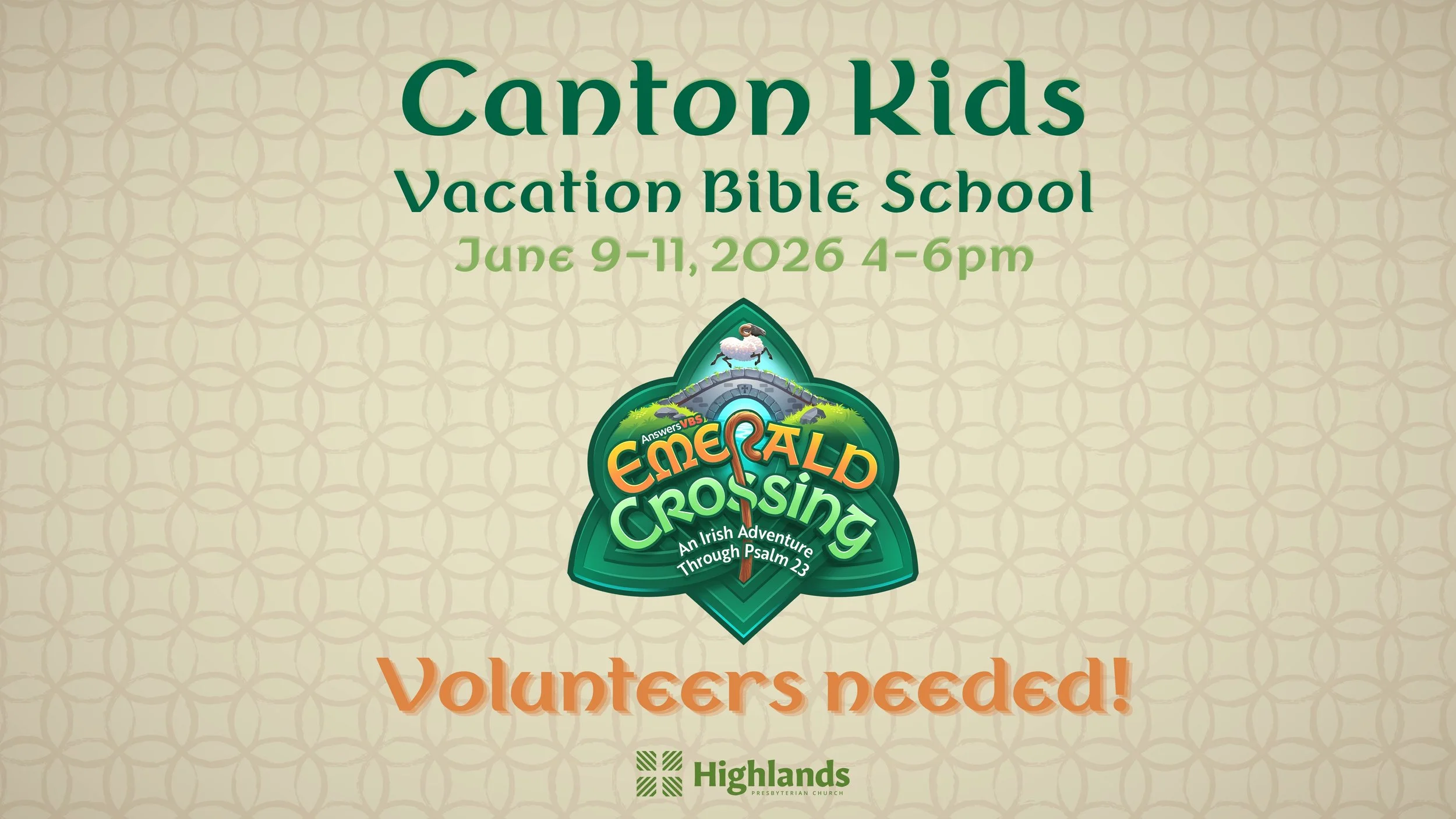 Canton Kids Vacation Bible School~Volunteers Needed!