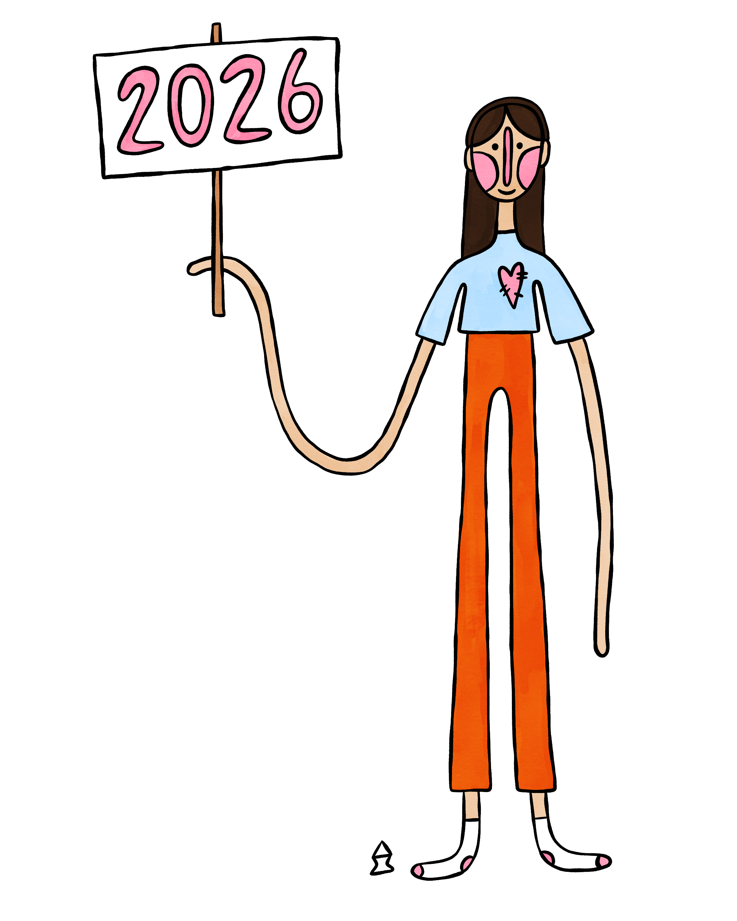 "a lanky lady here to welcome you to 2026" 