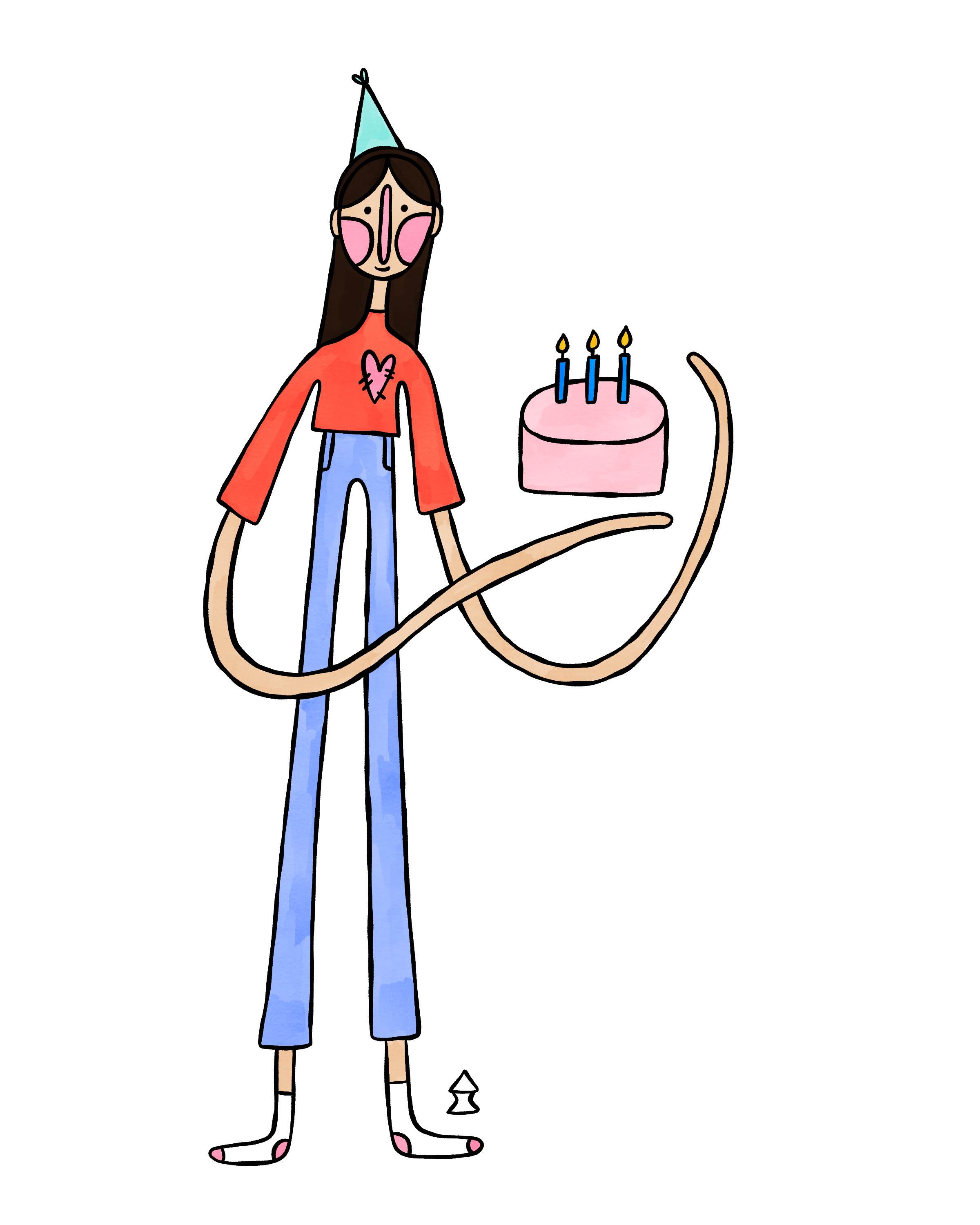 "it's not my bday but felt like drawing cake" 