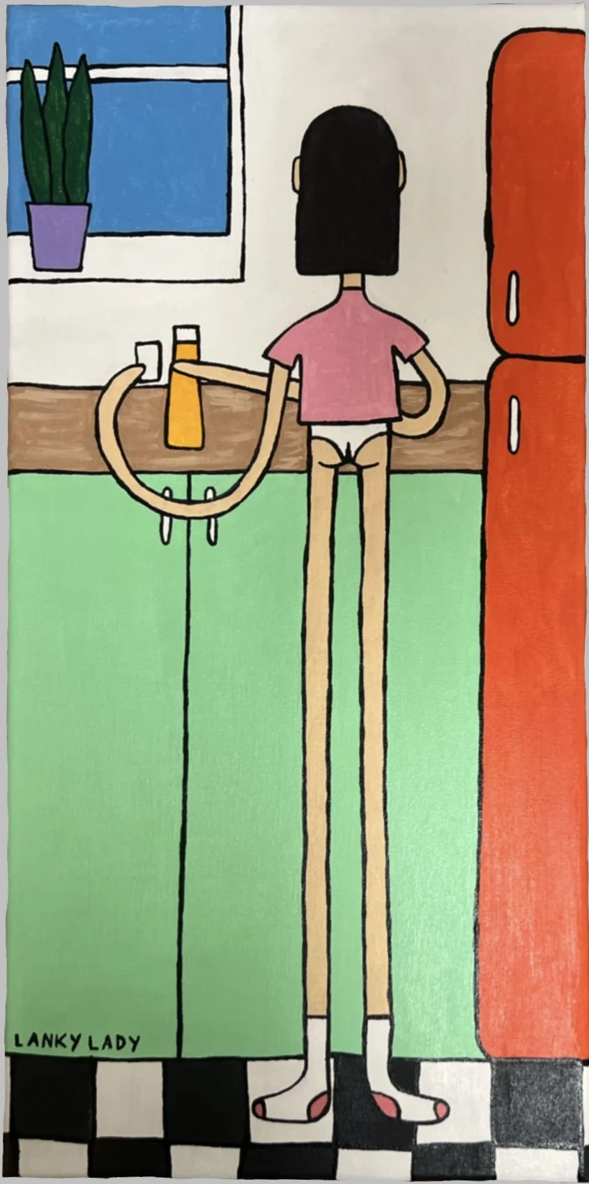 'morning orange juice' acrylic paint on stretched canvas, 10 x 20 inches 