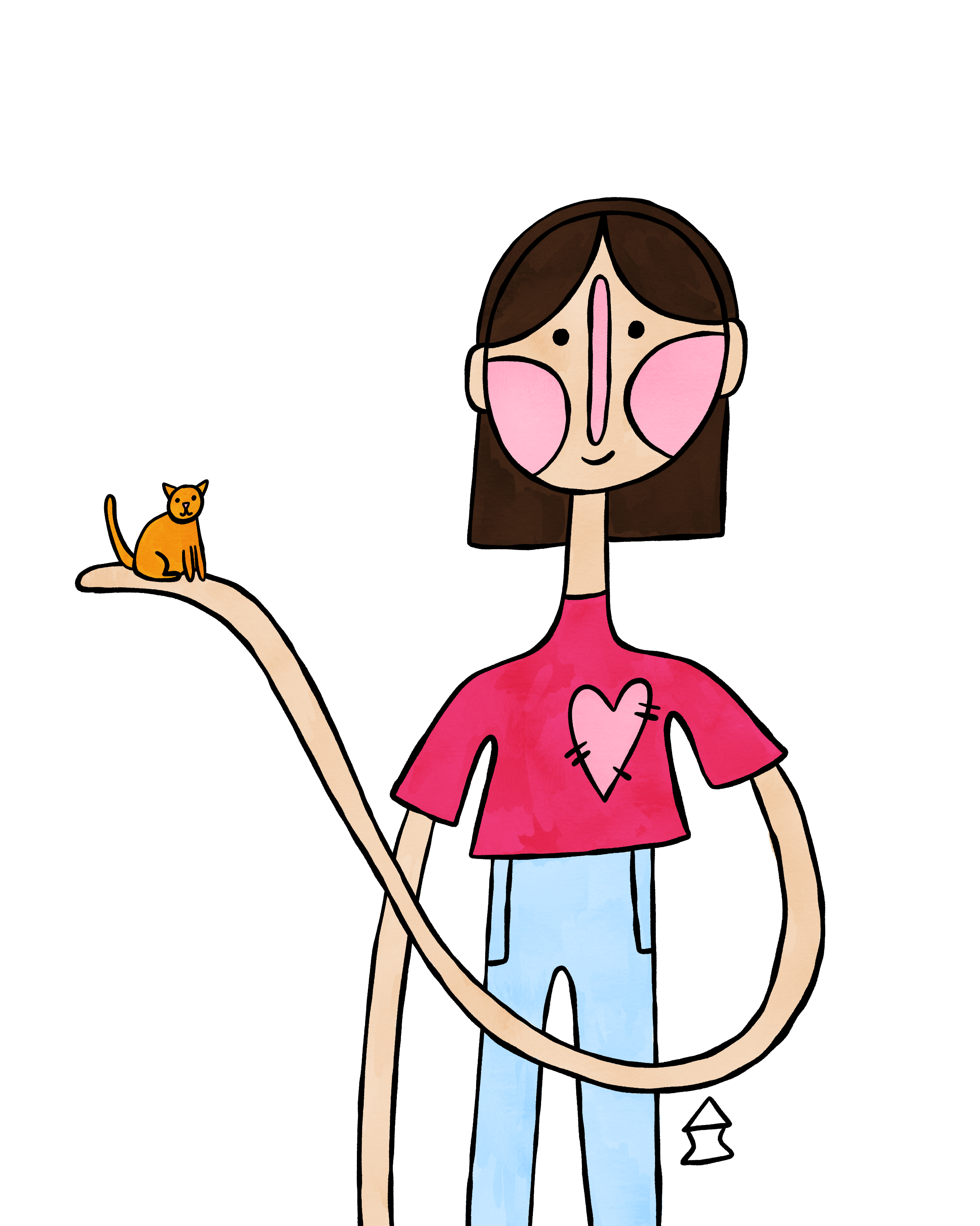 "is she really tall or the kitty really small?" 