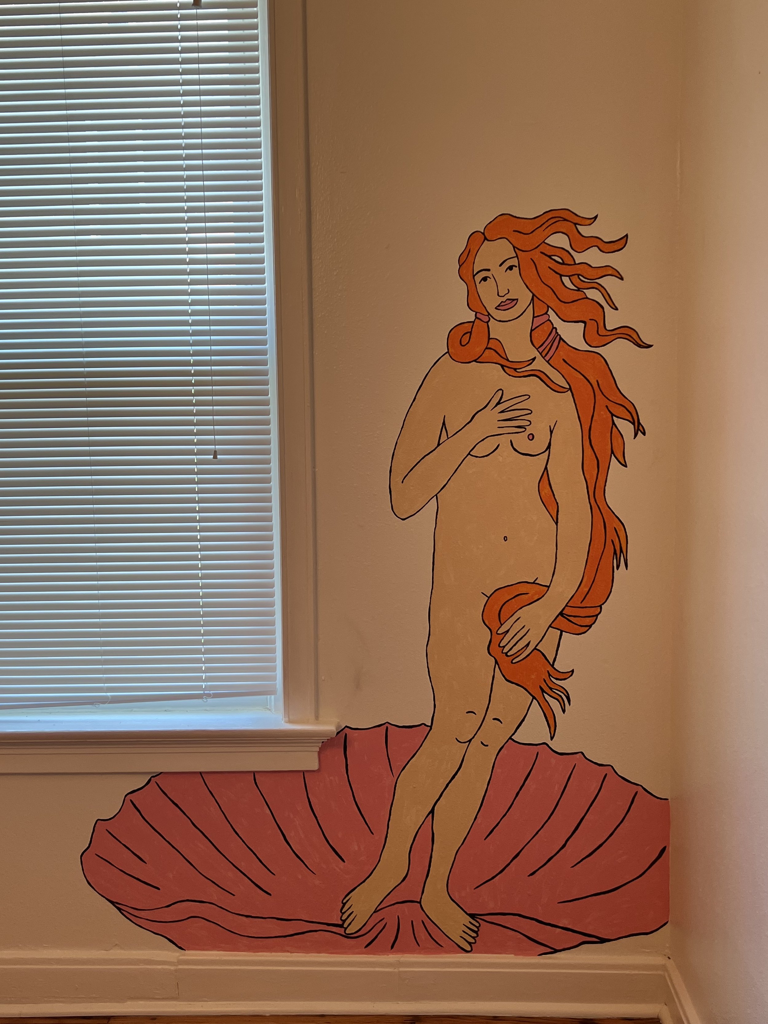Birth of Venus inspired mural, hand painted