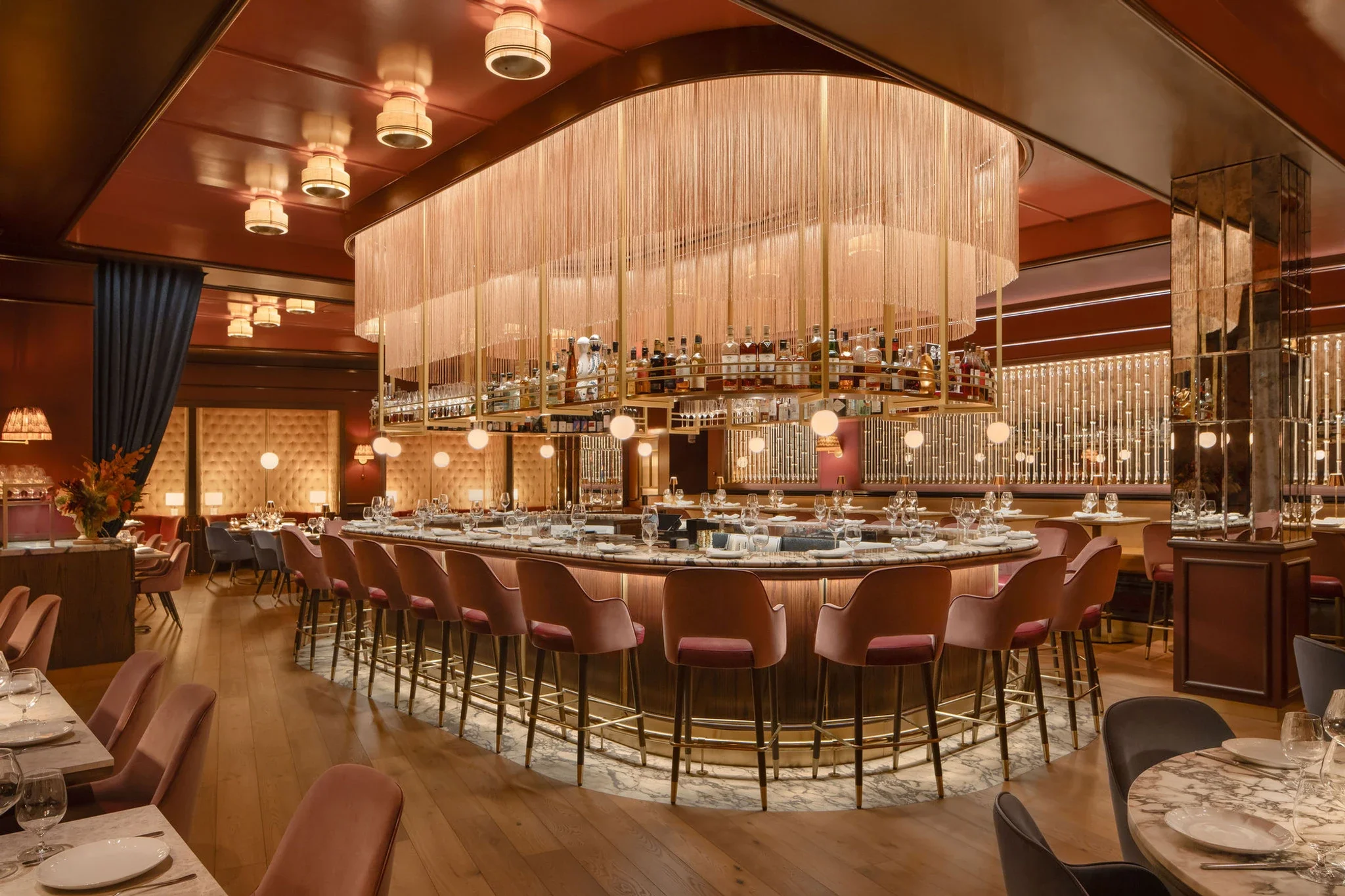 Large-scale art installation in a luxury hospitality space by Farmboy Fine Arts