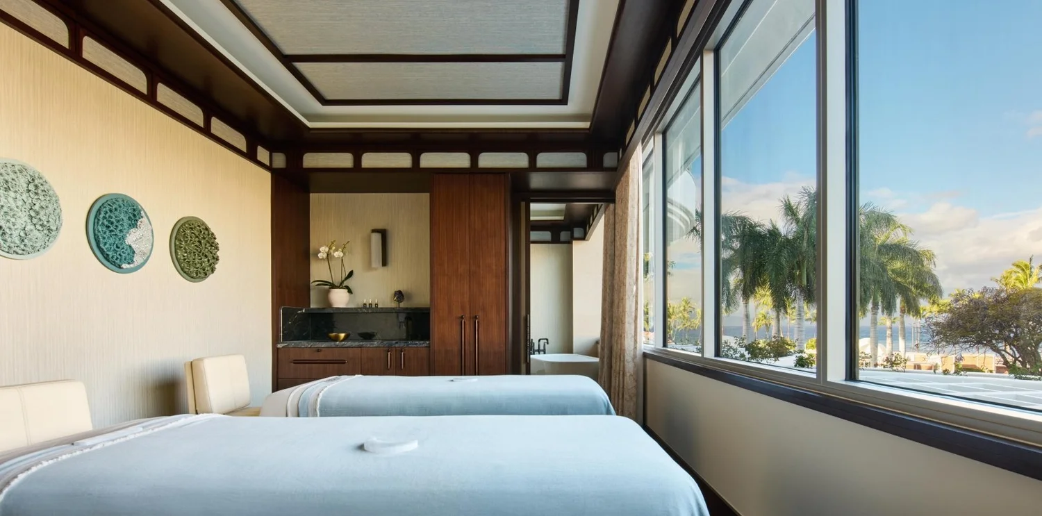 Artwork integrated into a spa treatment room designed with the project team