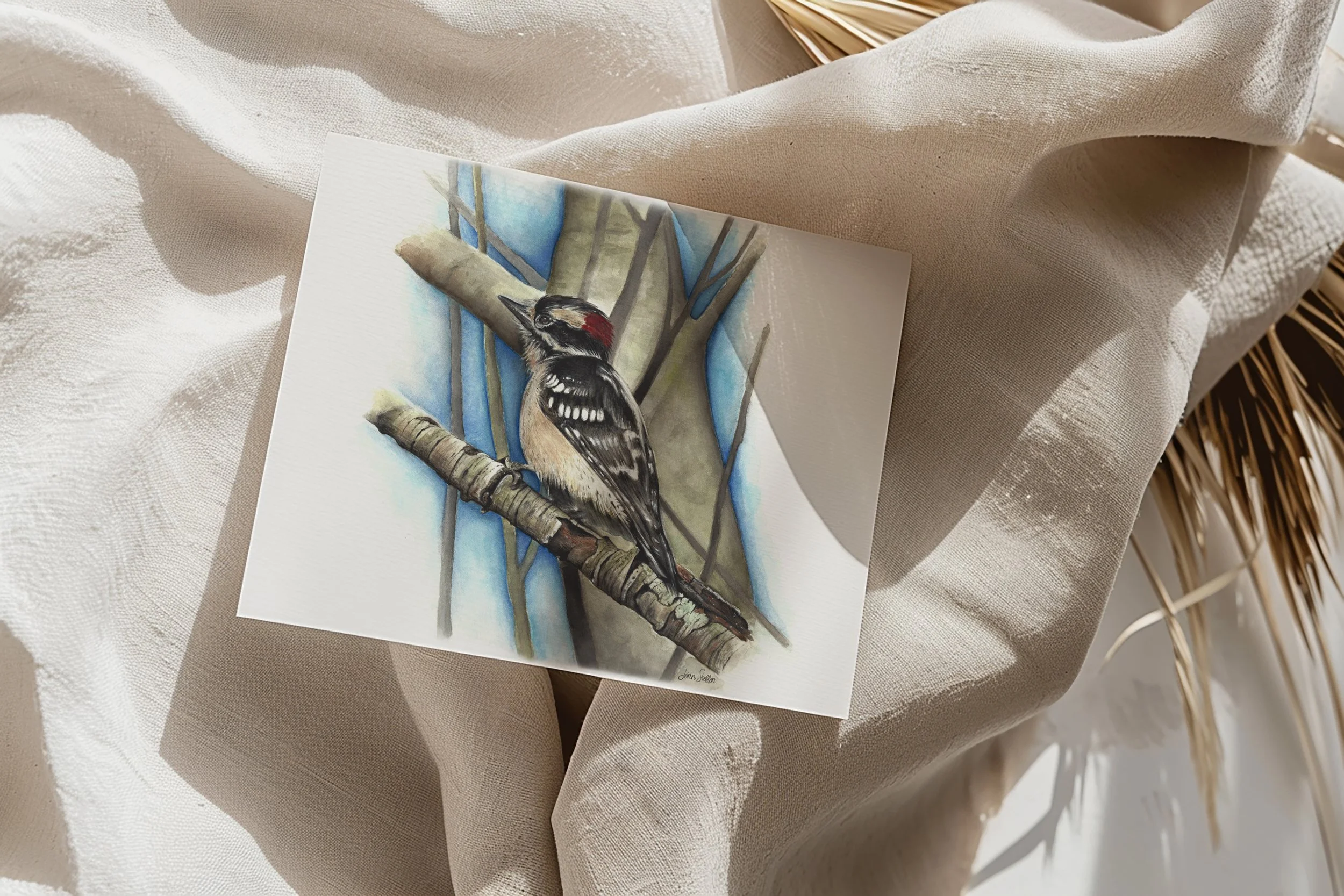 Downy Woodpecker Watercolor Art Print | Bird Wall Art