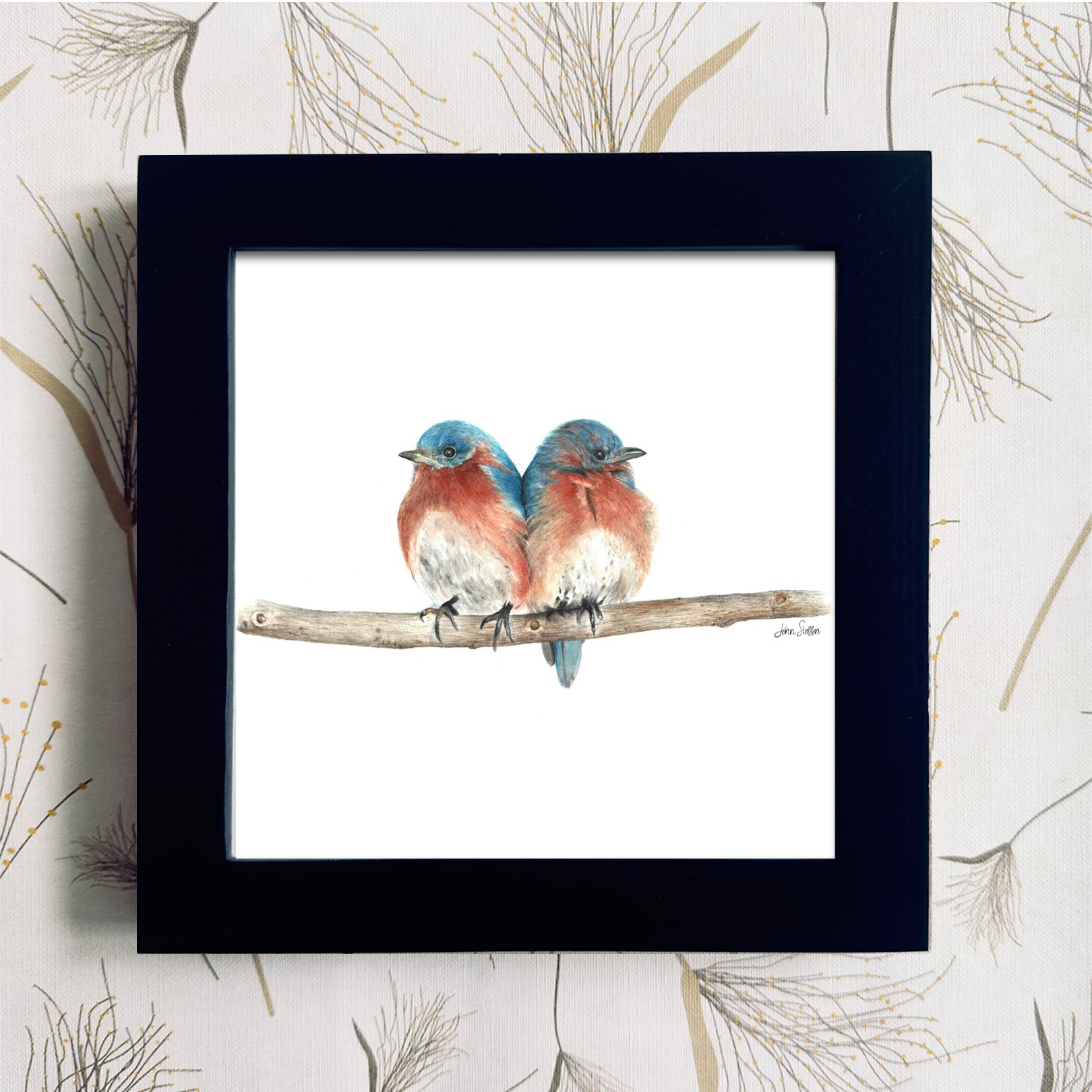 Sweet_Baby_Bluebirds_Black Frame Color_JennSteffenArt.jpg