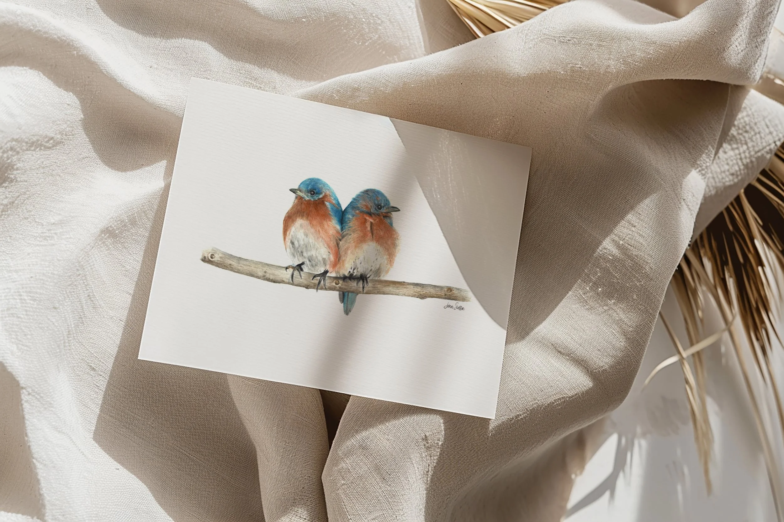 Eastern Bluebird Chicks Watercolor Art Print
