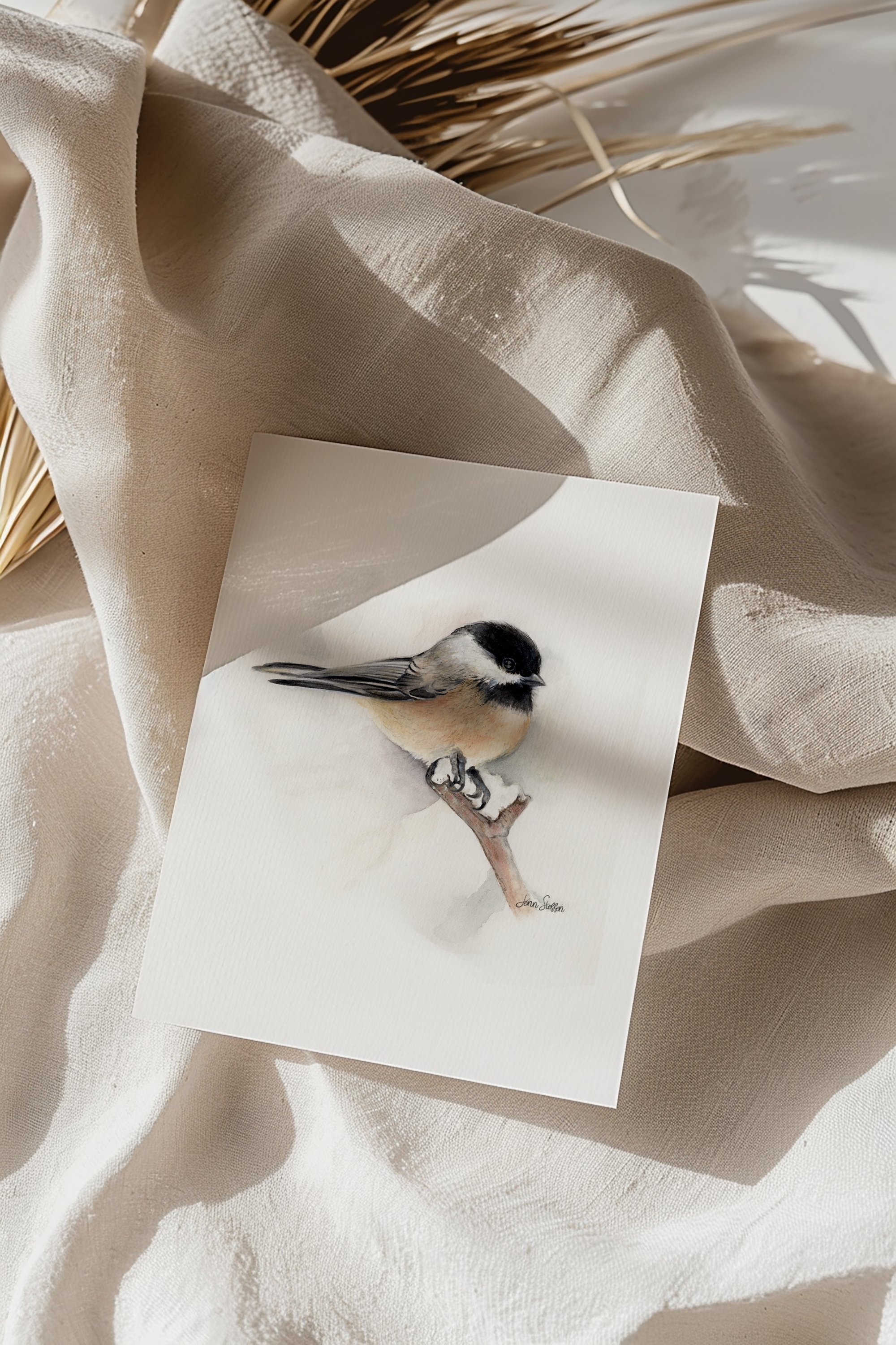 Chickadee Winter Art Print