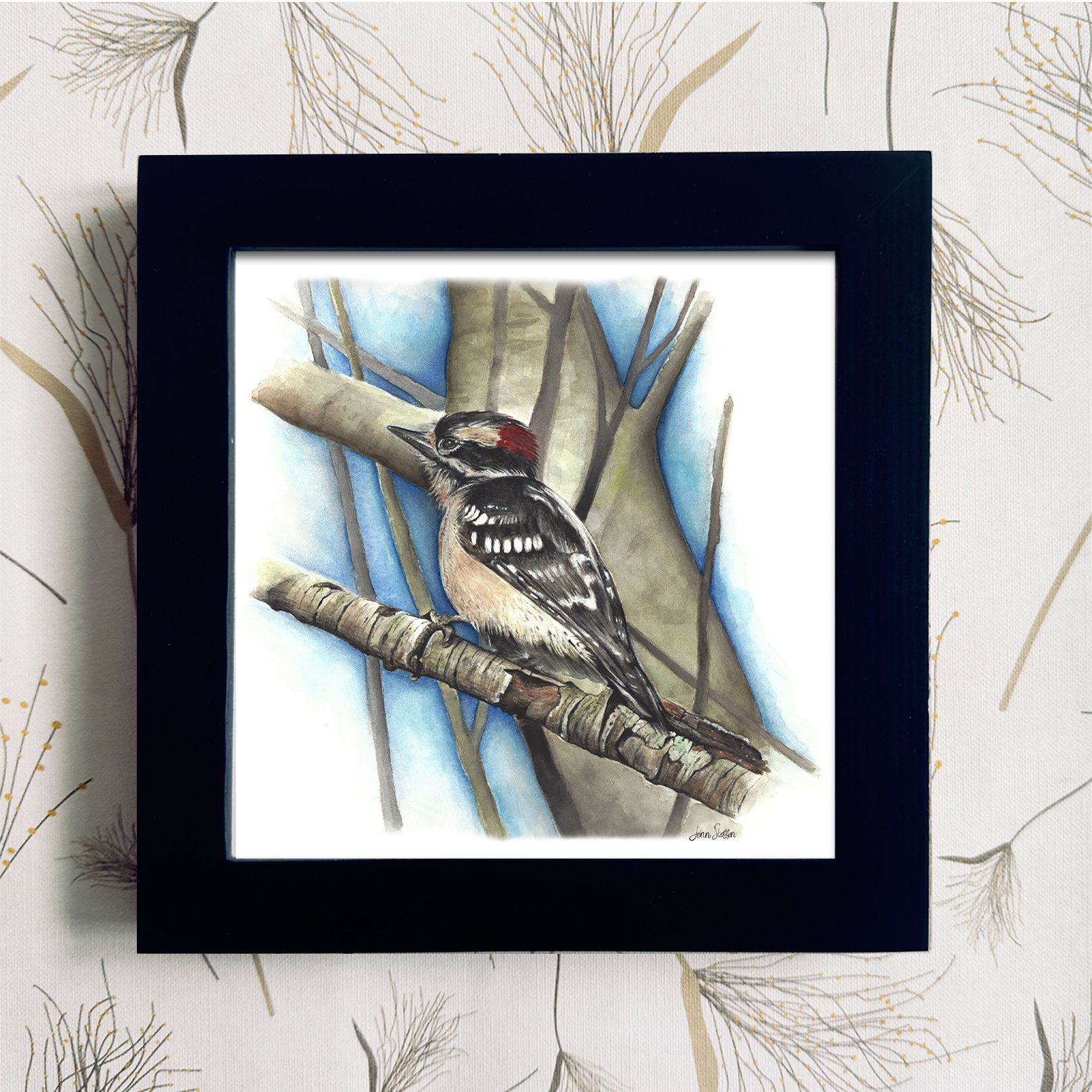 Downy_Woodpecker_Black Frame Color_JennSteffenArt.jpg