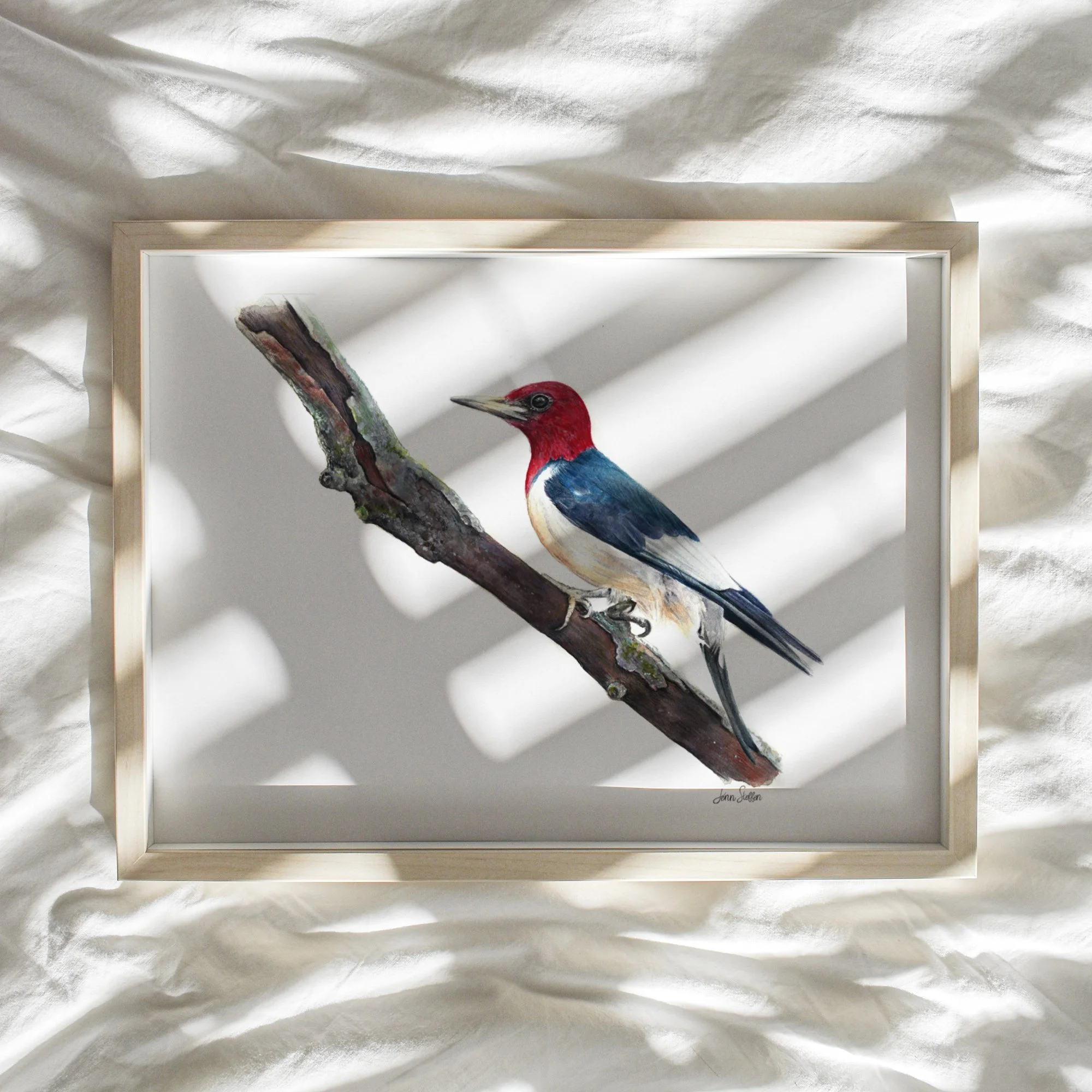 JennSteffenArt_MockupFrame_RedHeadedWoodpecker_Watercolor.jpg