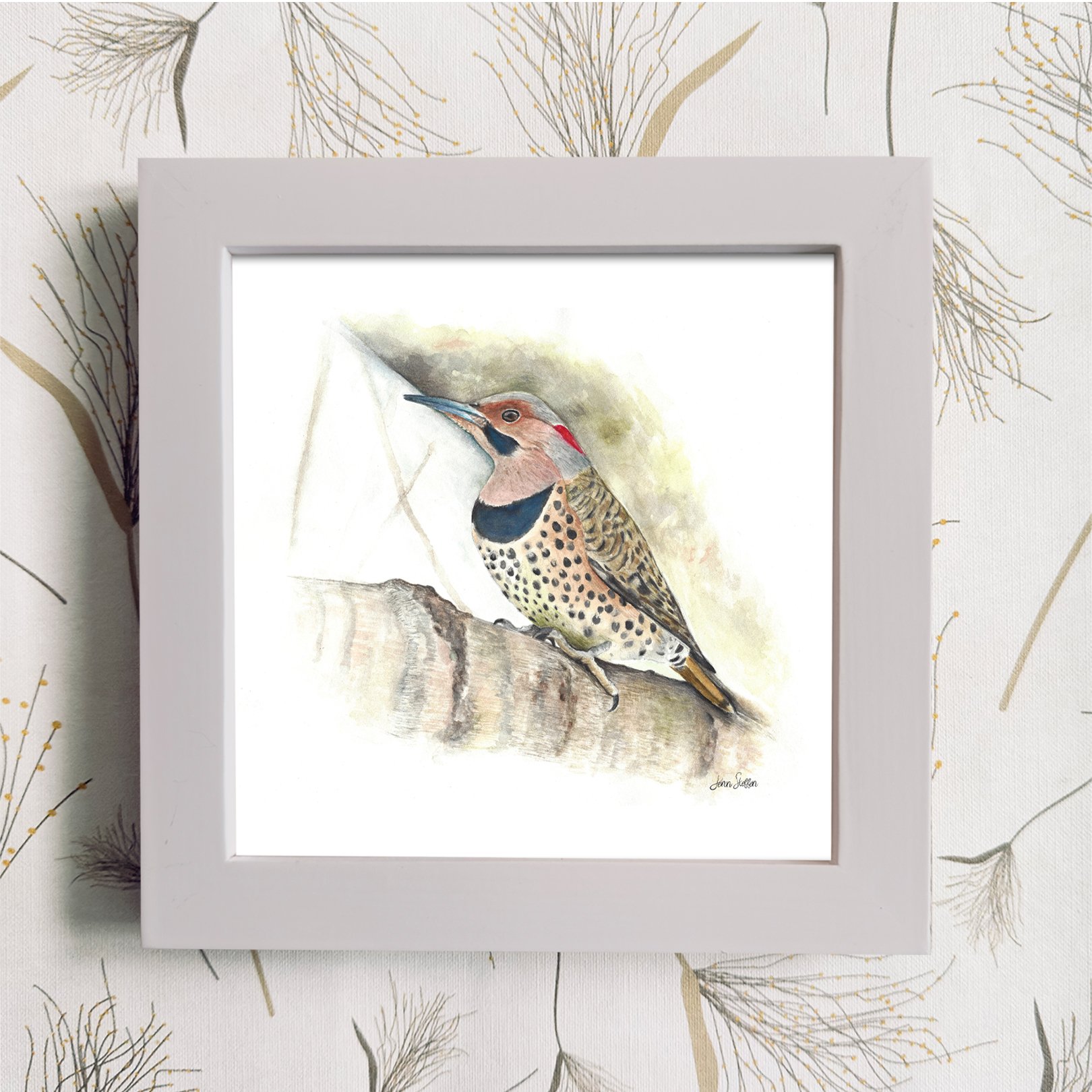 Northern_Flicker_Woodpecker_White Frame Color_JennSteffenArt.jpg