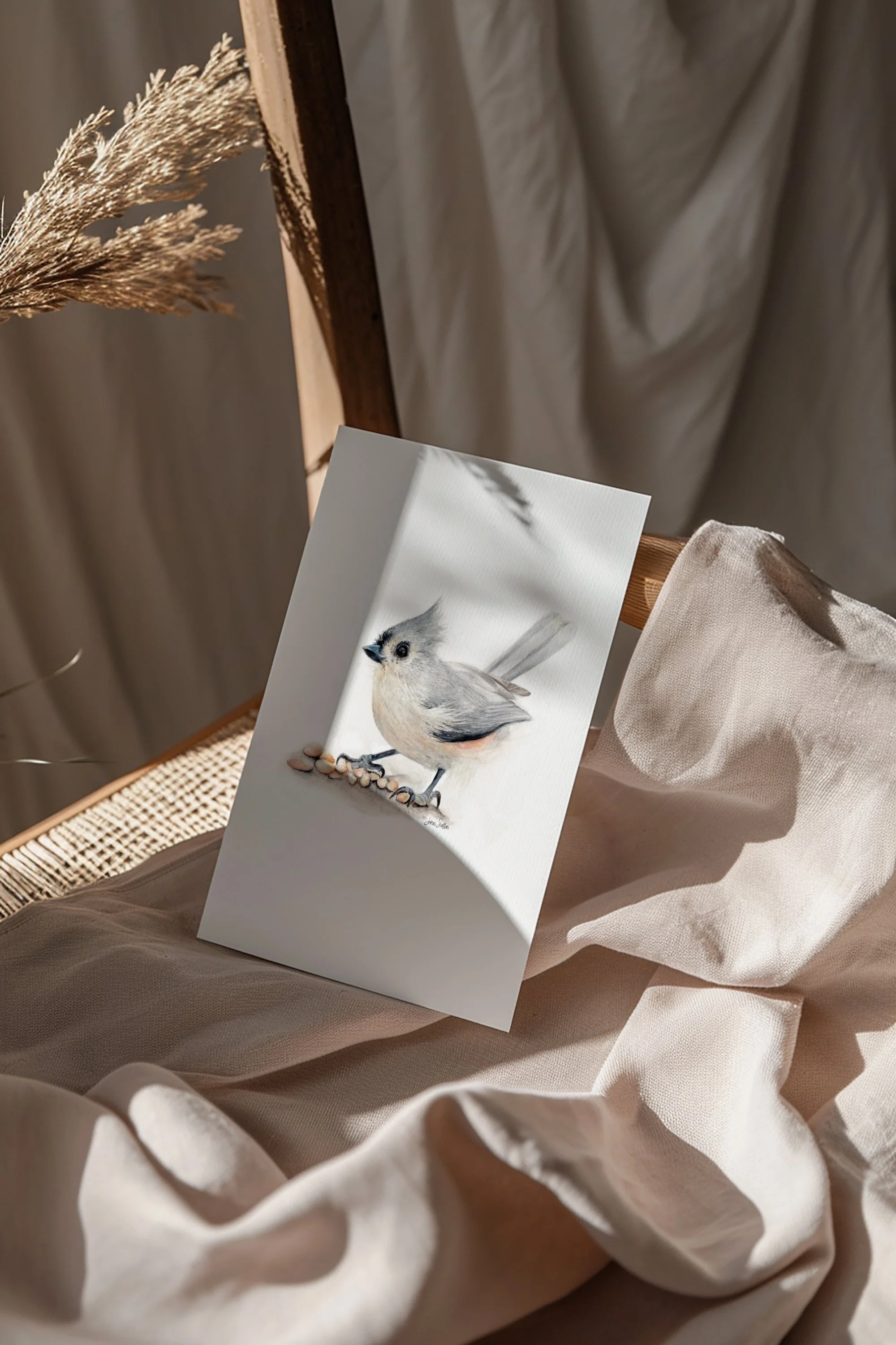 Tufted Titmouse Watercolor Art Print | Bird Wall Art