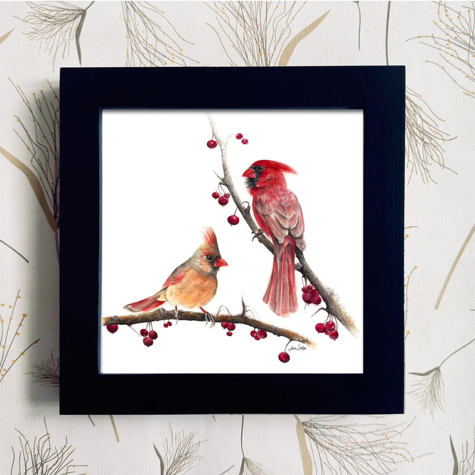 Cardinal_Pair_Black Frame Color Jenn Steffen Art.jpg