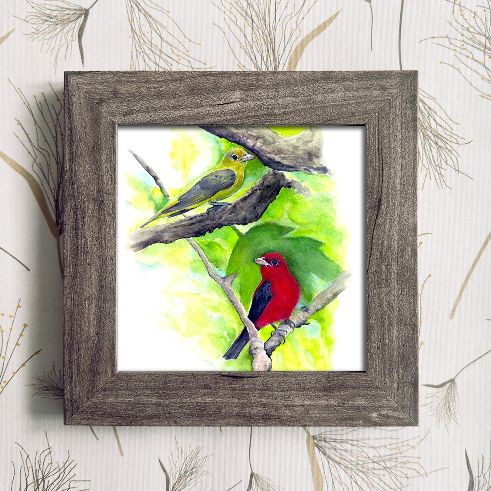 Scarlet_Tanagers_1_Natural Frame Color_JennSteffenArt.jpg