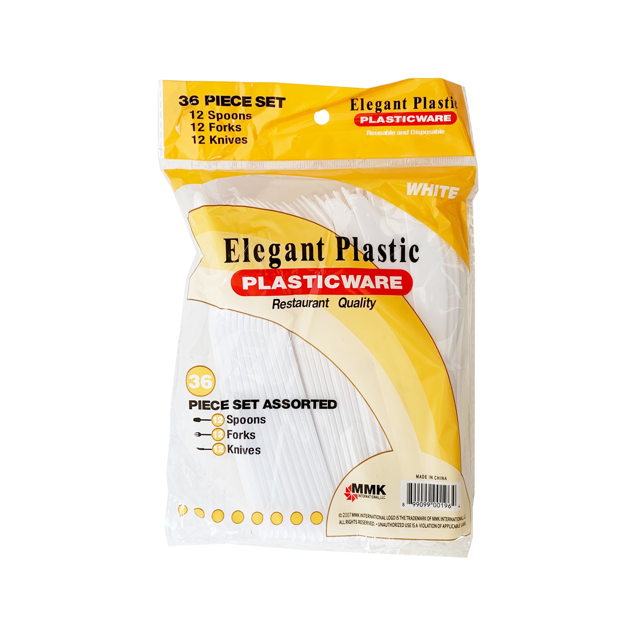 Elegant Plastic Plasticware 36 Piece Set Assorted