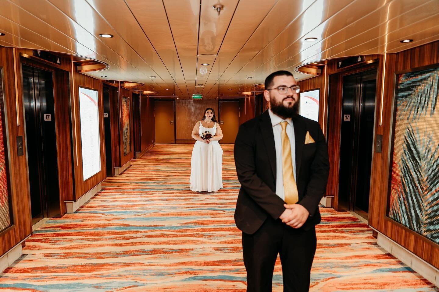 Oh, ship! 🛳️ It&rsquo;s a wedding trip! 💍 
Pt. 02 
The first look

Her MoH and I were keeping family tucked around the corner so they could have this sweet moment before getting off at San Juan and getting to our bus driver. 

Time was being pushed