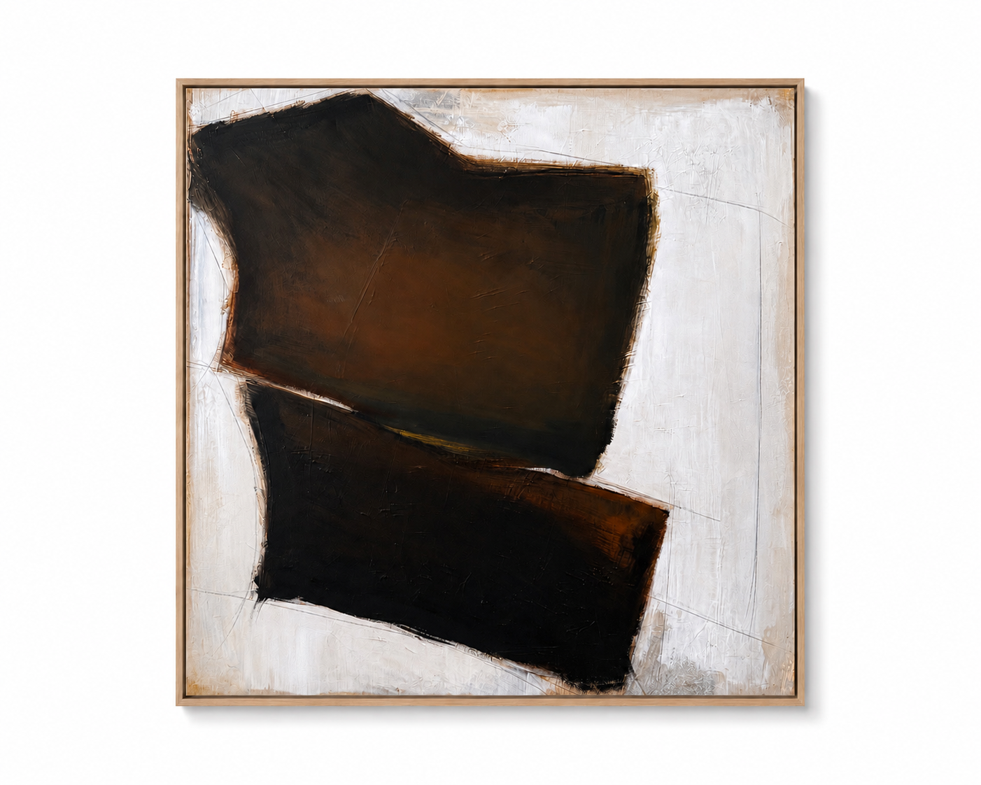 Echoes of Yesturday , 36 x 36 abstract painting with brown neutral colors , painting by ivette lopez miami cuban artist, original art work