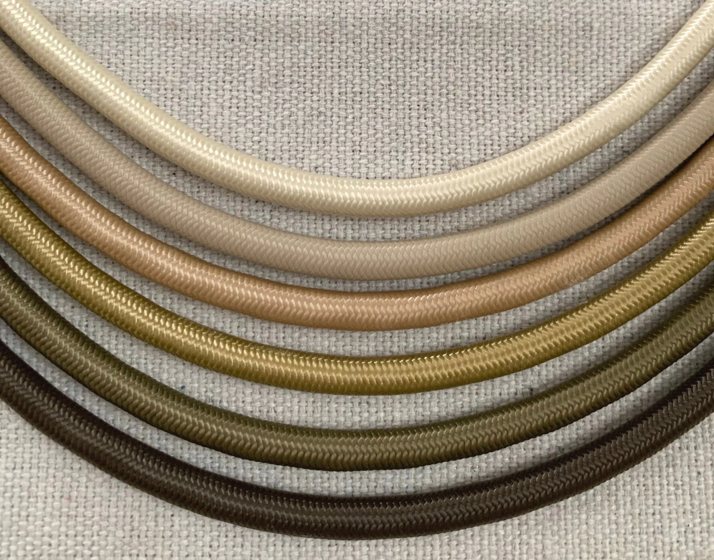 Cord Colors (top to bottom): Off White, Beige, Tan, Gold, Green, Bark