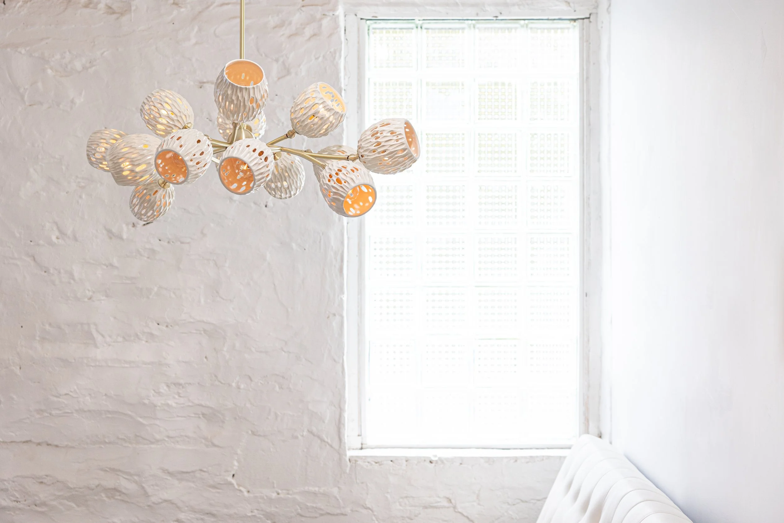 14 Orb Chandelier by Window