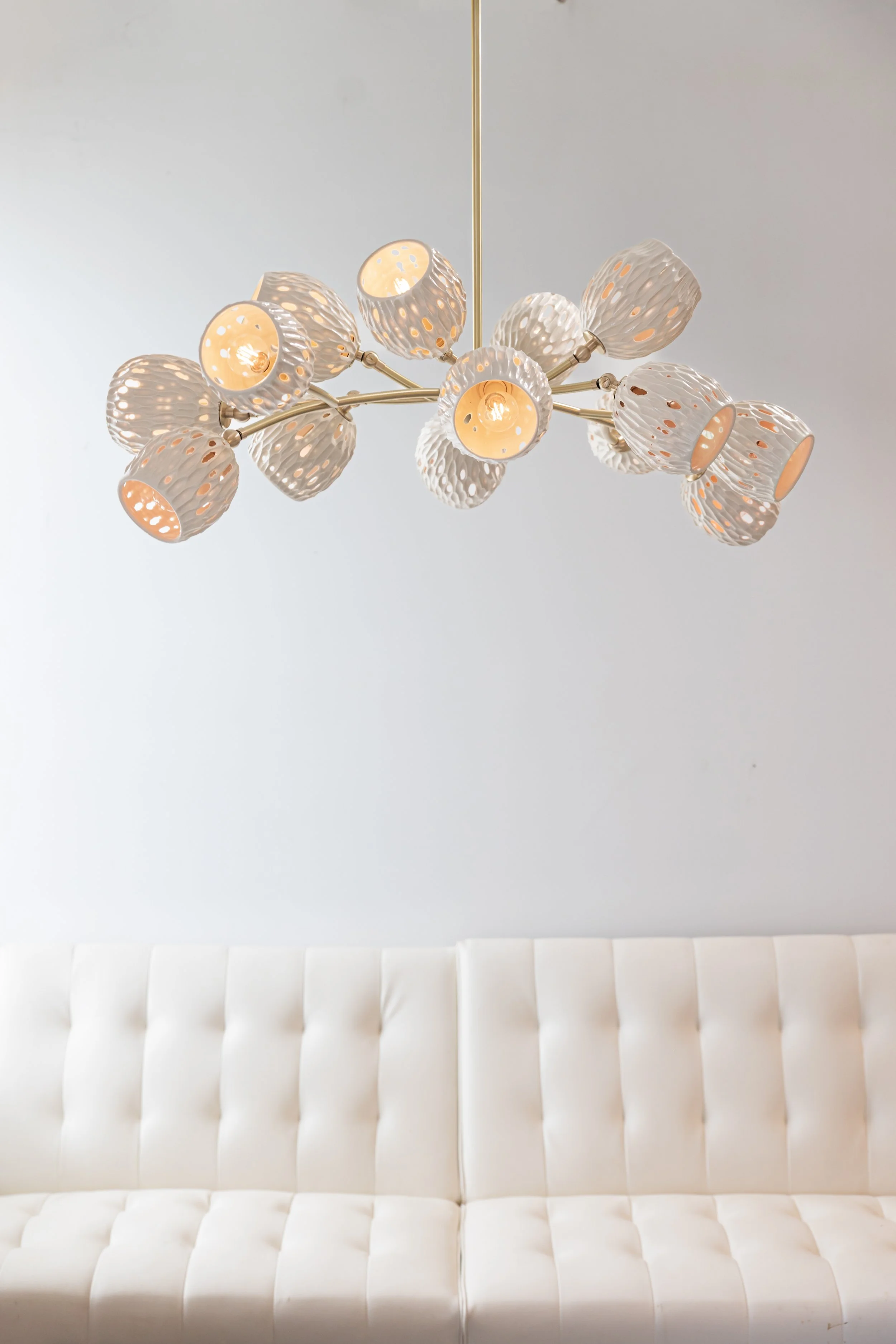 14 Orb Chandelier over Couch