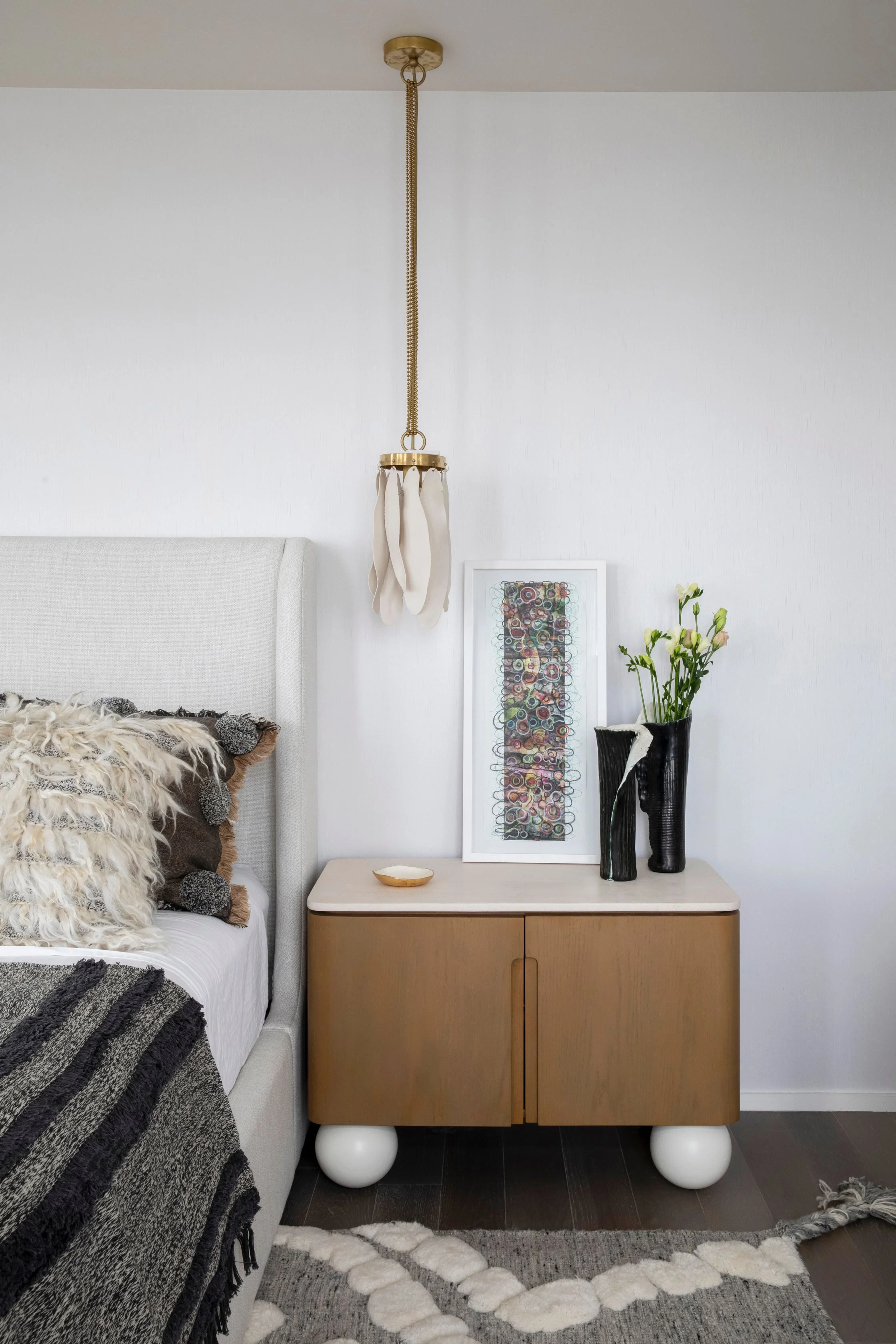 Large Feather Pendant in Room