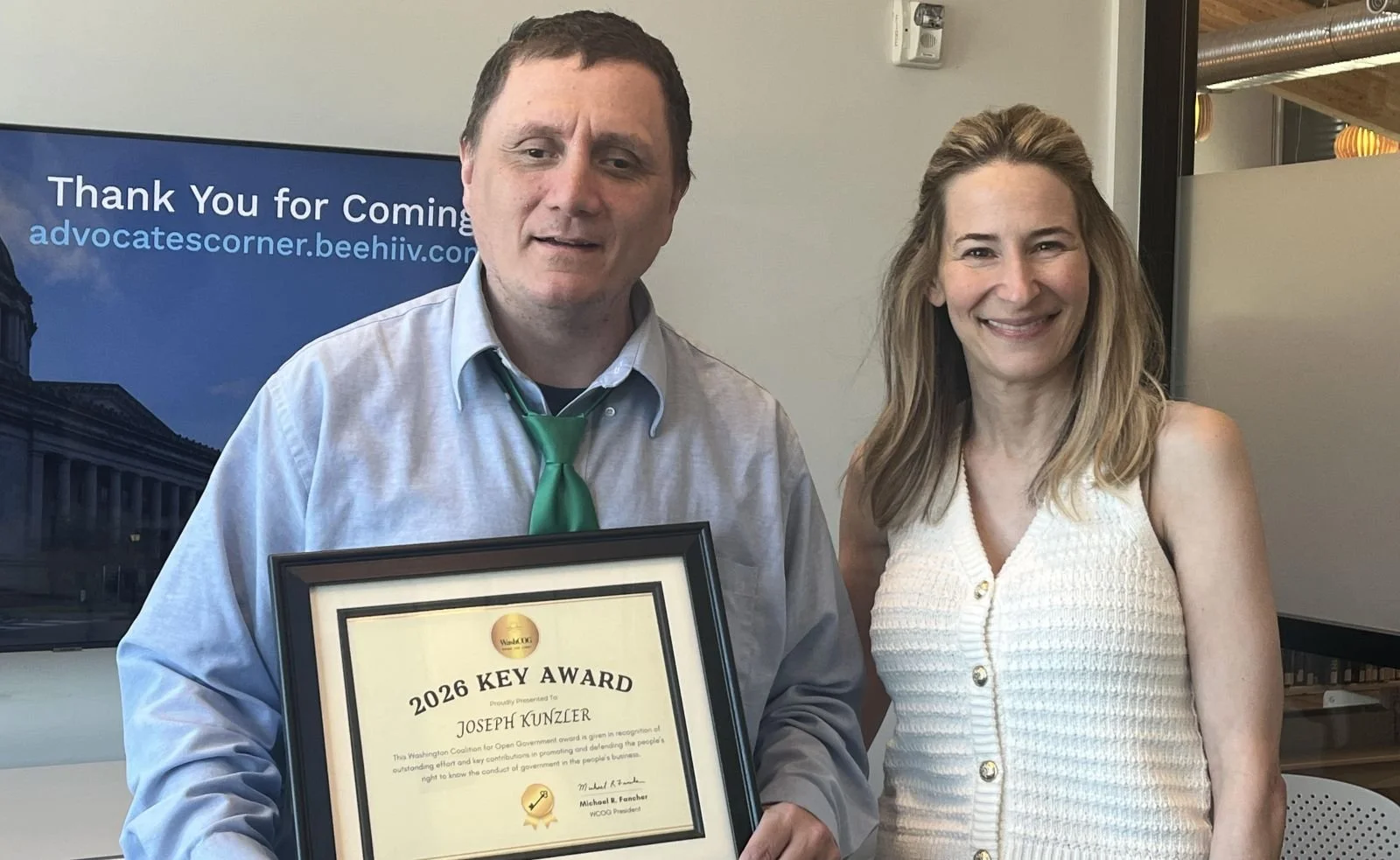 Kunzler receives Key Award for access activism