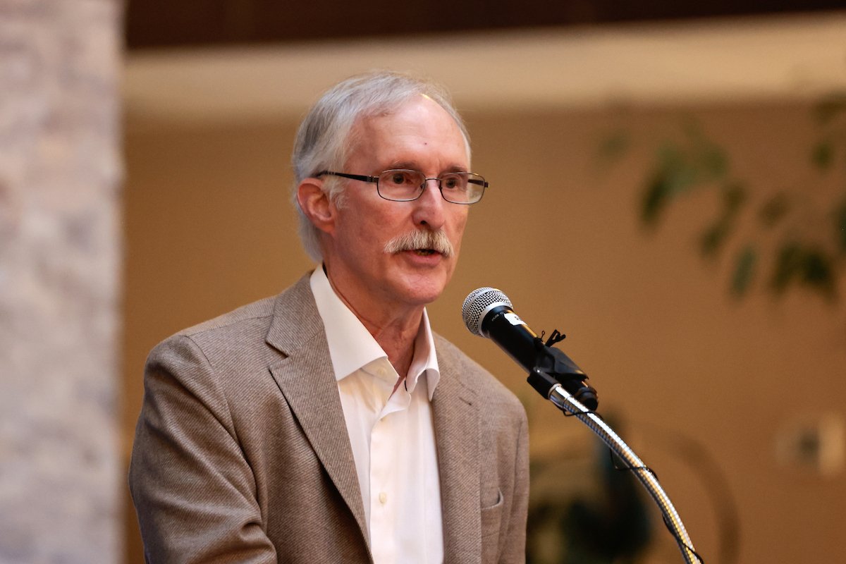 George Erb, secretary of the  Washington Coalition for Open Government, presents the Key Awards at the annual Sunshine Breakfast honoring open-government advocates on March 13, 2026.. Key Awards recognize notable contributions to open government duri