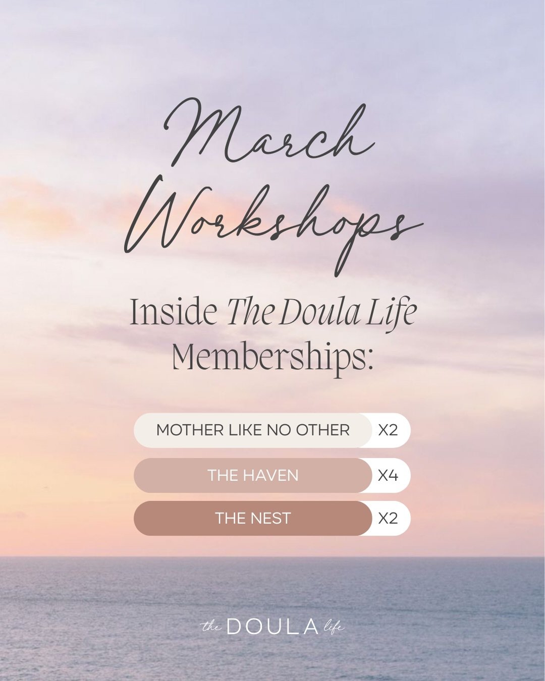 here&rsquo;s what is happening inside TDL for the month of march (it is going to be an AMAZING month) 🤍

members get access to all workshops, recordings, private community chat, resource binder, our beautiful community space, plus added doula suppor
